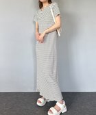 【ラナン/Ranan】のRanan/アシメネックハーフスリーブリブワンピース オフホワイトボーダー|ID: prp329100004984441 ipo3291000000037338824