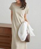 【ラナン/Ranan】のRanan/アシメネックハーフスリーブリブワンピース ベージュ|ID: prp329100004984441 ipo3291000000037338829