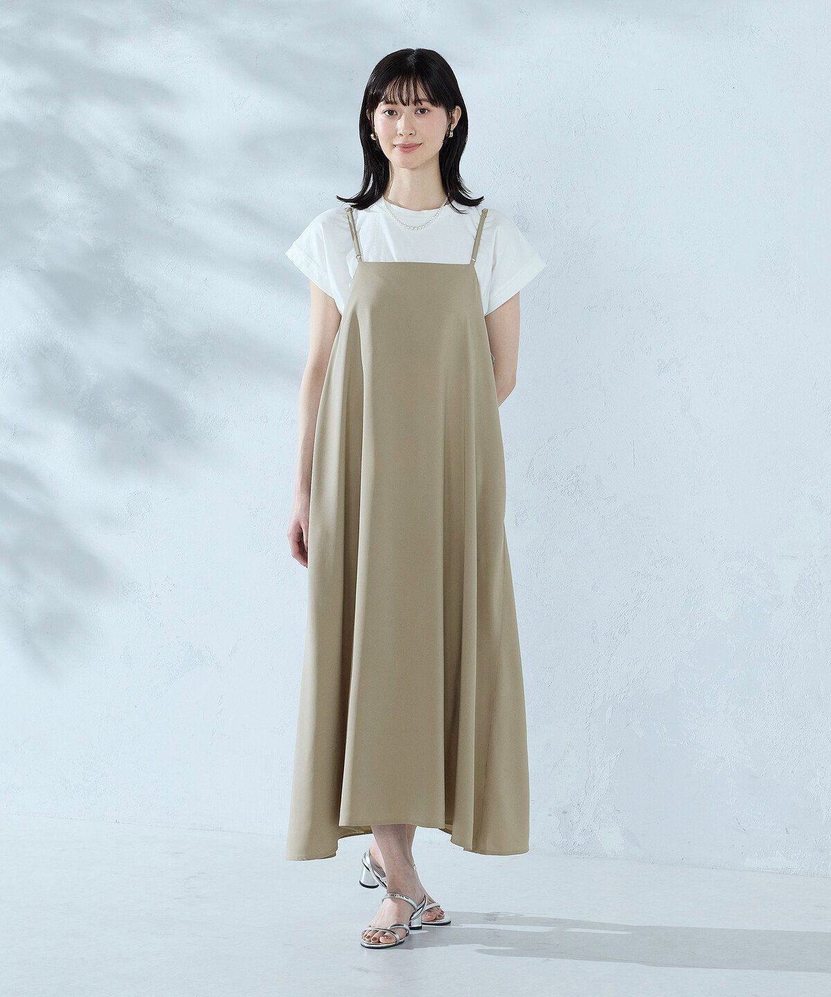 【コムサイズム/COMME CA ISM】の【セットアイテム】2WAYキャミソールワンピース+Tシャツ インテリア・キッズ・メンズ・レディースファッション・服の通販 founy(ファウニー) 　ファッション　Fashion　レディースファッション　Fashion for Women　ワンピース　Dresses　アクセサリー　Fashion Accessories　インナー　Innerwear　キャミソール　Camisole, Spaghetti Strap Top　キャミワンピース　Cami Dress, Slip Dress　シンプル　Simple, Minimal　スリーブ　Sleeve, Long Sleeve / Short Sleeve　フレンチ　French, French Style　エレガント 上品　Elegant　ベージュ|ID: prp329100004984462 ipo3291000000037338912