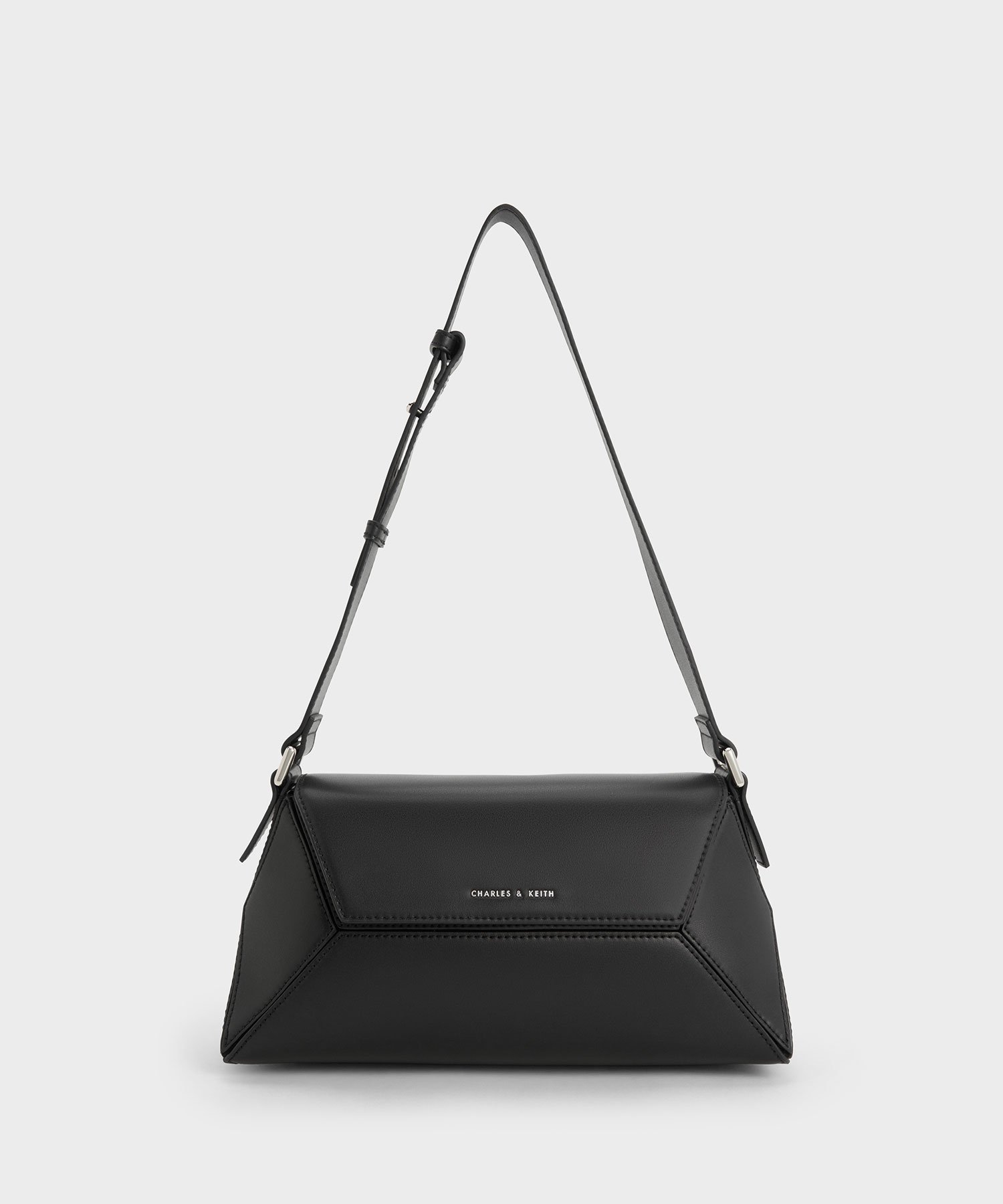 【チャールズ アンド キース/CHARLES & KEITH】のNasrin ナスリン ジオメトリックショルダーバッグ インテリア・キッズ・メンズ・レディースファッション・服の通販 founy(ファウニー) 　ファッション　Fashion　レディースファッション　Fashion for Women　バッグ　Bags　シルバー　Silver, Metallic Silver　マグネット　Magnet, Magnetic Closure　財布　Wallet, Purse　Noir|ID: prp329100004984474 ipo3291000000037338970