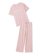 【ジェラート ピケ/gelato pique】のレーヨンロゴTシャツ ボーダーロングパンツセット 大人の最旬トレンドファッション＆コーディネート founy(ファウニー) ファッション Fashion レディースファッション Fashion for Women パンツ Pants & Trousers 春 Spring カットソー Cut and Sewn Top シンプル Simple, Minimal スタイリッシュ Stylish, Fashionable ストレート Straight, Straight Cut スマート Smart, Elegant セットアップ Set-Up, Coordinated Outfit トレンド Trend, Trending Now 定番 Standard, Basic Item プリント Print, Printed Pattern ボトム Bottoms, Lower Wear ボーダー Border, Stripe ポケット Pocket, Pocket Detail ロング Long, Long-Length ワンポイント One Point, Statement Accent おすすめ Recommended / Our Picks ギフト プレゼント Gift / Present thumbnail PNK[066]|ID: prp329100004984506 ipo3291000000037339164