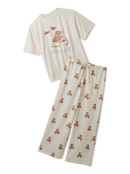 【ジェラート ピケ/gelato pique】の【ONLINE限定】【接触冷感】サマーベア柄ワンポイントTシャツ ロングパンツセット 大人の最旬トレンドファッション＆コーディネート founy(ファウニー) 　ファッション　Fashion　レディースファッション　Fashion for Women　パンツ　Pants & Trousers　カラフル　Colorful Design　サマー　Summer, Summer Style　サングラス　Sunglasses, Shades　スマート　Smart, Elegant　スリット　Slit, Slit Detail　セットアップ　Set-Up, Coordinated Outfit　プリント　Print, Printed Pattern　ロング　Long, Long-Length　ワンポイント　One Point, Statement Accent　おすすめ　Recommended / Our Picks　お家時間・ステイホーム　Stay Home / At Home　夏　Summer　ギフト プレゼント　Gift / Present　 other-1|ID: prp329100004984509 ipo3291000000037339175