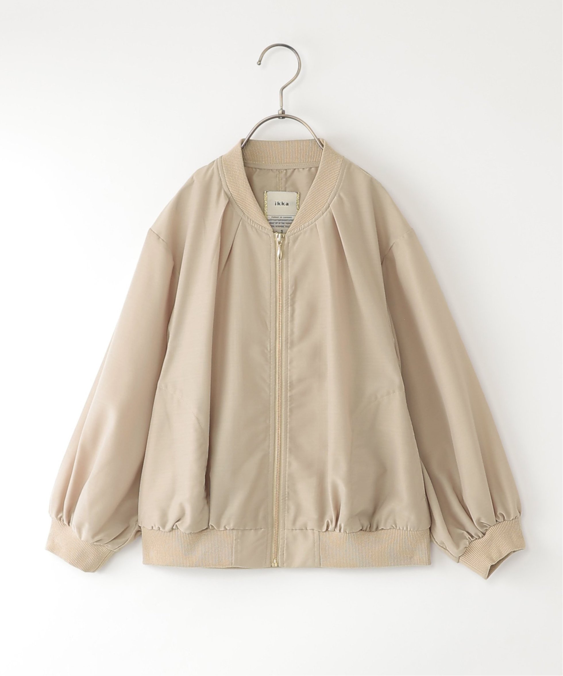 【イッカ/ikka / KIDS】の【親子コーデ】シアーリブブルゾン(110~160cm) インテリア・キッズ・メンズ・レディースファッション・服の通販 founy(ファウニー) 　ファッション　Fashion　キッズファッション　Fashion for Kids　おすすめ　Recommended / Our Picks　シンプル　Simple, Minimal　バランス　Balance, Style Balance　ブルゾン　Blouson, Bomber Jacket　ベージュ|ID: prp329100004984547 ipo3291000000037339385