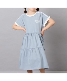 【アー ヴェー ヴェー/a.v.v / KIDS】の120-160 【接触冷感/毛玉になりにくい】配色ティアードワンピース 大人の最旬トレンドファッション＆コーディネート founy(ファウニー) ファッション Fashion キッズファッション Fashion for Kids ワンピース Dresses カットソー Cut and Sewn Top ガーリー Girly, Feminine Style キャップ Cap, Baseball Cap シアー Sheer, See-Through シンプル Simple, Minimal スポーティ Sporty, Casual Athletic ティアード Tiered, Tiered Style ティアードワンピース Tiered Dress, Flared Dress ポケット Pocket, Pocket Detail 羽織 Haori, Light Jacket 再入荷 Restock / Back in Stock 夏 Summer |ID:prp329100004984548