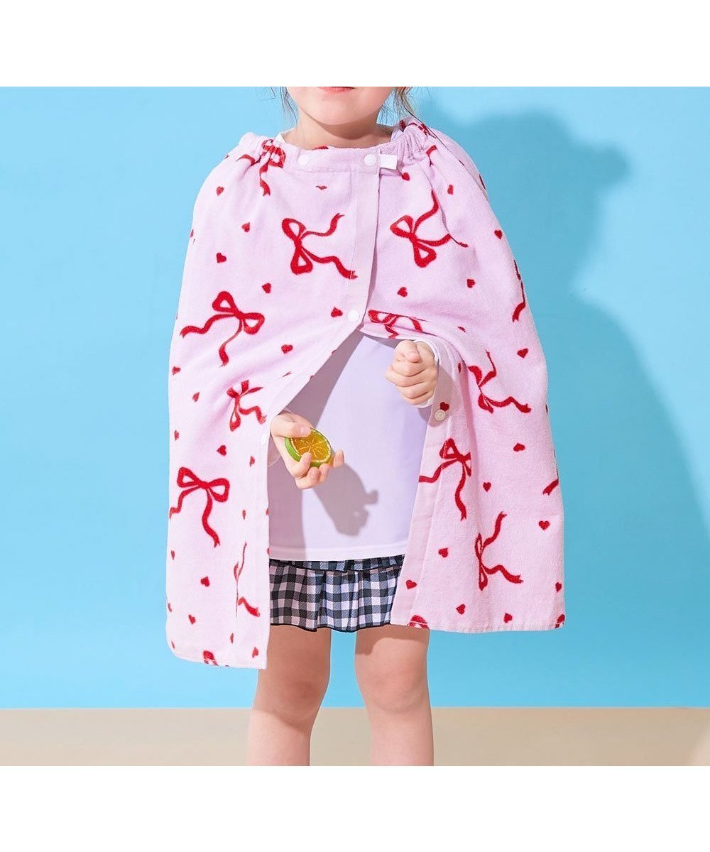 【デビロック/devirock / KIDS】のガールズラップタオル 60cm 子供服 キッズ 女の子 タオル ラップタオル 26SS インテリア・キッズ・メンズ・レディースファッション・服の通販 founy(ファウニー) 　ファッション　Fashion　キッズファッション　Fashion for Kids　吸水　Absorbent, Quick-Dry　タオル　Towel, Bath Towel　ラップ　Wrap, Wrap Design　2026年　2026　2026春夏・S/S　Spring/Summer 2026 SS26　011-リボン-アイスピンク|ID: prp329100004984555 ipo3291000000037398604