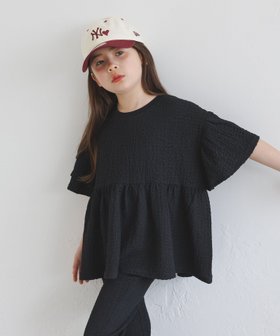 【ベイフロー/BAYFLOW / KIDS】のセットアップで着用可能 楊柳フリルチュニック(KIDS) 大人の最旬トレンドファッション＆コーディネート founy(ファウニー) ファッション Fashion キッズファッション Fashion for Kids おすすめ Recommended / Our Picks カットソー Cut and Sewn Top ガーリー Girly, Feminine Style ストレッチ Stretch, Stretchy Fabric セットアップ Set-Up, Coordinated Outfit チュニック Tunic, Long Top ビッグ Big, Oversized フリル Frill, Ruffle フレア Flare, Flared ボトム Bottoms, Lower Wear 夏 Summer 無地 Plain, Solid Color |ID:prp329100004984565