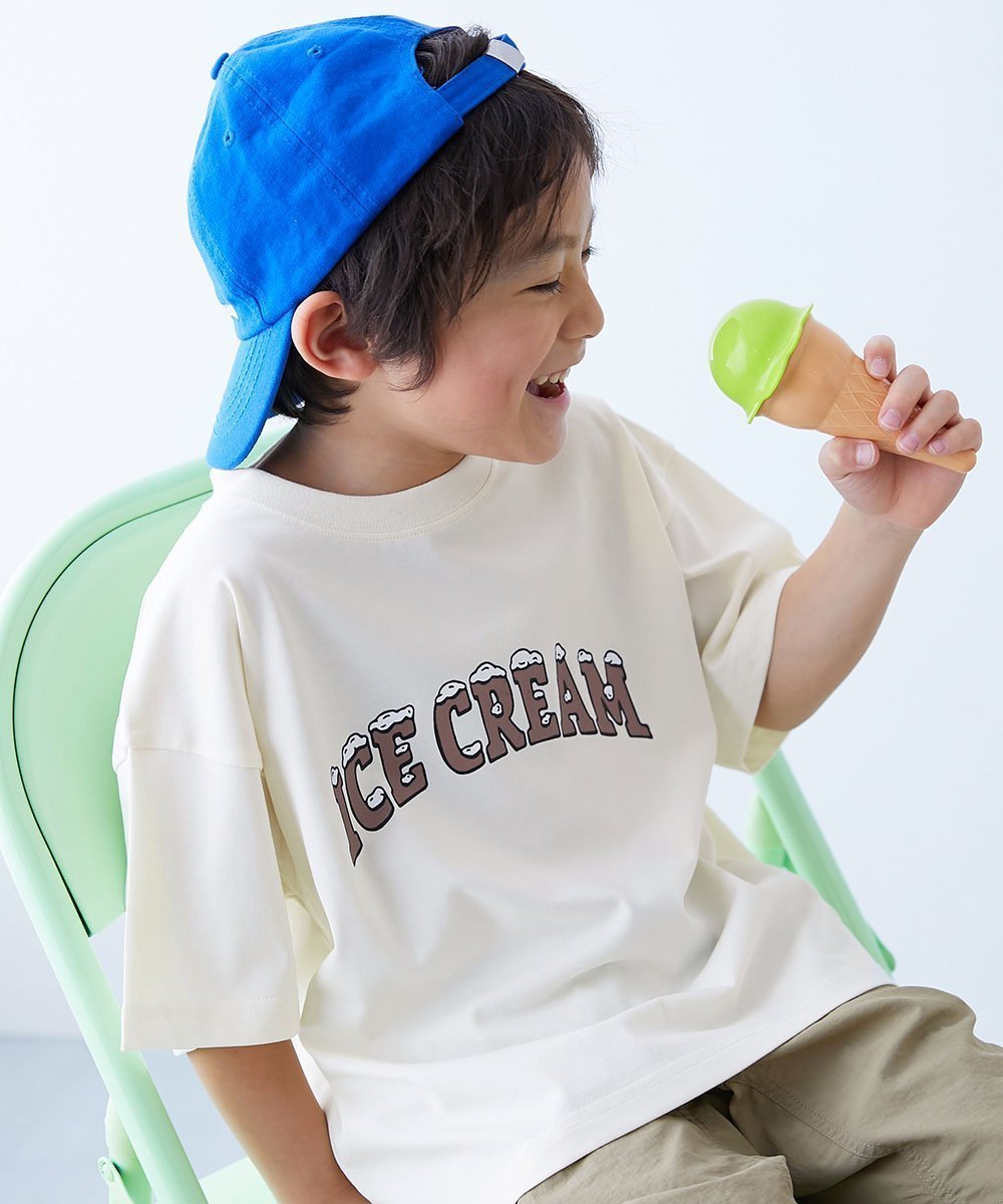 【デビロック/devirock / KIDS】の【ひやシャリ】接触冷感 デビラボ BIGシルエット プリント半袖Tシャツ 子供服 26SS インテリア・キッズ・メンズ・レディースファッション・服の通販 founy(ファウニー) 　ファッション　Fashion　キッズファッション　Fashion for Kids　トレンド　Trend, Trending Now　フレア　Flare, Flared　プリント　Print, Printed Pattern　ベーシック　Basic, Essential　半袖　Short Sleeve, Half Sleeve　おすすめ　Recommended / Our Picks　夏　Summer　2026年　2026　2026春夏・S/S　Spring/Summer 2026 SS26　001-アイスロゴ-オフホワイト|ID: prp329100004984582 ipo3291000000037382414