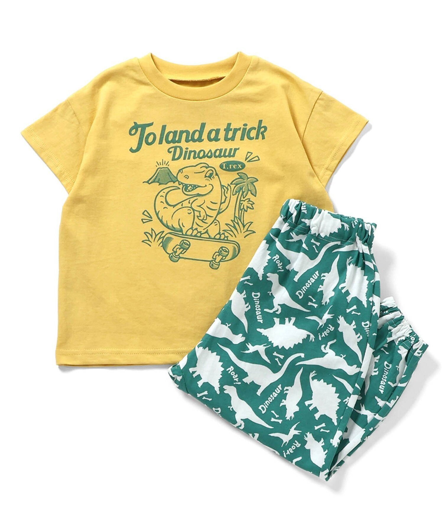 【エフオー オンラインストア/F.O.Online Store / KIDS】の半袖長丈ワンマイルパジャマ 10分丈 インテリア・キッズ・メンズ・レディースファッション・服の通販 founy(ファウニー) ファッション Fashion キッズファッション Fashion for Kids パジャマ Pajamas, Sleepwear プリント Print, Printed Pattern 人気 Popular, Best Seller 半袖 Short Sleeve, Half Sleeve イエロー|ID: prp329100004984601 ipo3291000000037386268