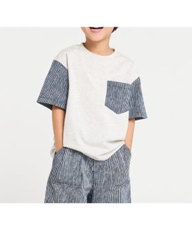 【コムサイズム/COMME CA ISM / KIDS】のヒッコリープリント使い 半袖Tシャツ 大人の最旬トレンドファッション＆コーディネート founy(ファウニー) ファッション Fashion キッズファッション Fashion for Kids シンプル Simple, Minimal セットアップ Set-Up, Coordinated Outfit プリント Print, Printed Pattern ベビー Baby, Babywear ベーシック Basic, Essential ボトム Bottoms, Lower Wear ポケット Pocket, Pocket Detail 半袖 Short Sleeve, Half Sleeve 吸水 Absorbent, Quick-Dry 楽ちん Easy Fit, Comfortable 無地 Plain, Solid Color |ID:prp329100004984614