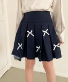 【アイモハ/aimoha / KIDS】の【aimoha-KIDS-】リボンプリーツスカート 大人の最旬トレンドファッション＆コーディネート founy(ファウニー) ファッション Fashion キッズファッション Fashion for Kids クラシック Classic, Timeless Style プリーツ Pleats, Pleated リボン Ribbon, Bow エレガント 上品 Elegant thumbnail ネイビー|ID: prp329100004984639 ipo3291000000037339958