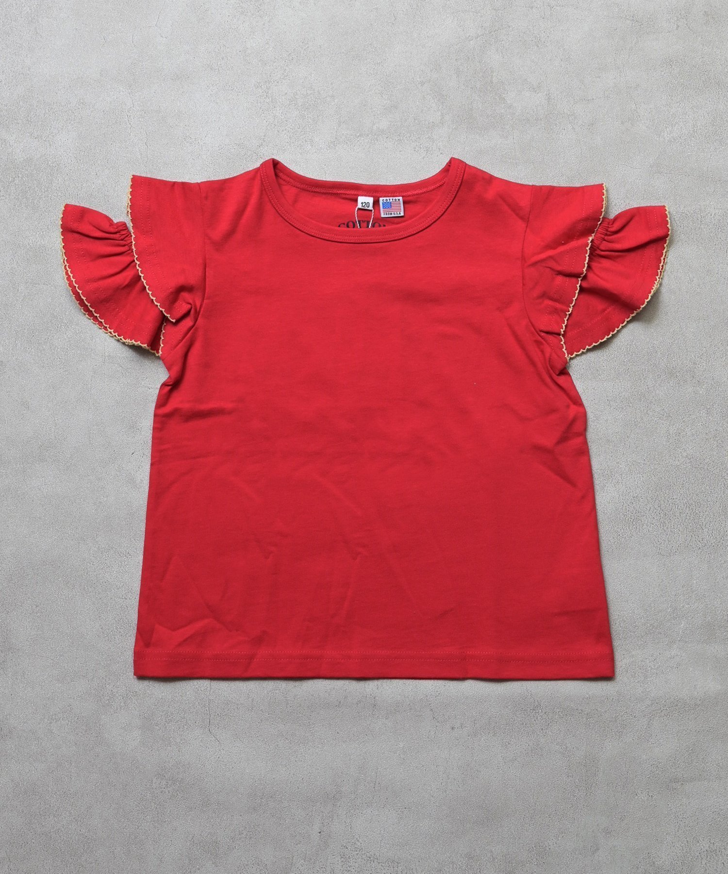 【マーキーズ/MARKEY'S / KIDS】のCOTTON from U.S.Aホールショルダートップス インテリア・キッズ・メンズ・レディースファッション・服の通販 founy(ファウニー) 　ファッション　Fashion　キッズファッション　Fashion for Kids　トップス・カットソー　Cut & Sew Tops　なめらか　Smooth, Silky Texture　インナー　Innerwear　ショルダー　Shoulder, Shoulder Strap　ショート　Short, Short Length　シンプル　Simple, Minimal　タンク　Tank Top, Sleeveless Top　デニム　Denim, Jeans Material　バランス　Balance, Style Balance　フリル　Frill, Ruffle　ベーシック　Basic, Essential　ボトム　Bottoms, Lower Wear　ロング　Long, Long-Length　夏　Summer　レッド|ID: prp329100004984659 ipo3291000000037397928