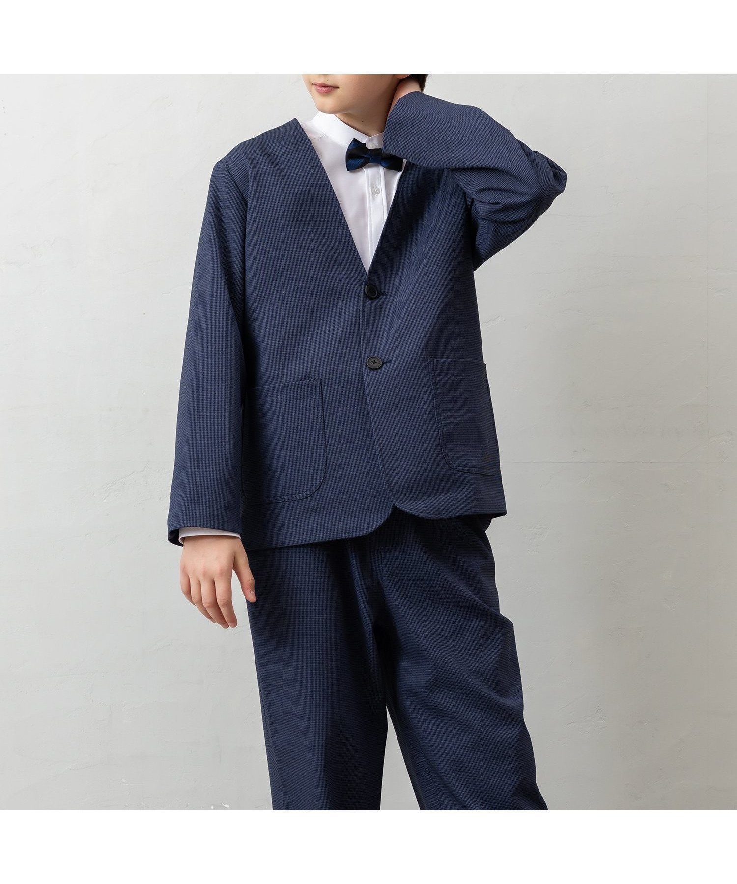 【パクシル/PAQXIL / KIDS】の【4点セットスーツ】ジャケット+パンツ+シャツ+蝶ネクタイ インテリア・キッズ・メンズ・レディースファッション・服の通販 founy(ファウニー) 　ファッション　Fashion　キッズファッション　Fashion for Kids　ボトムス　Bottoms　ジャケット　Jacket, Outerwear　スーツ　Suit, Formalwear　チェック　Check, Plaid, Tartan　バランス　Balance, Style Balance　パッチ　Patch, Appliqué　フォーマル　Formal, Dressy　ポケット　Pocket, Pocket Detail　セレモニー　Ceremony　入学式　Entrance Ceremony　卒業式　Graduation Ceremony　チェック1|ID: prp329100004984685 ipo3291000000037340282