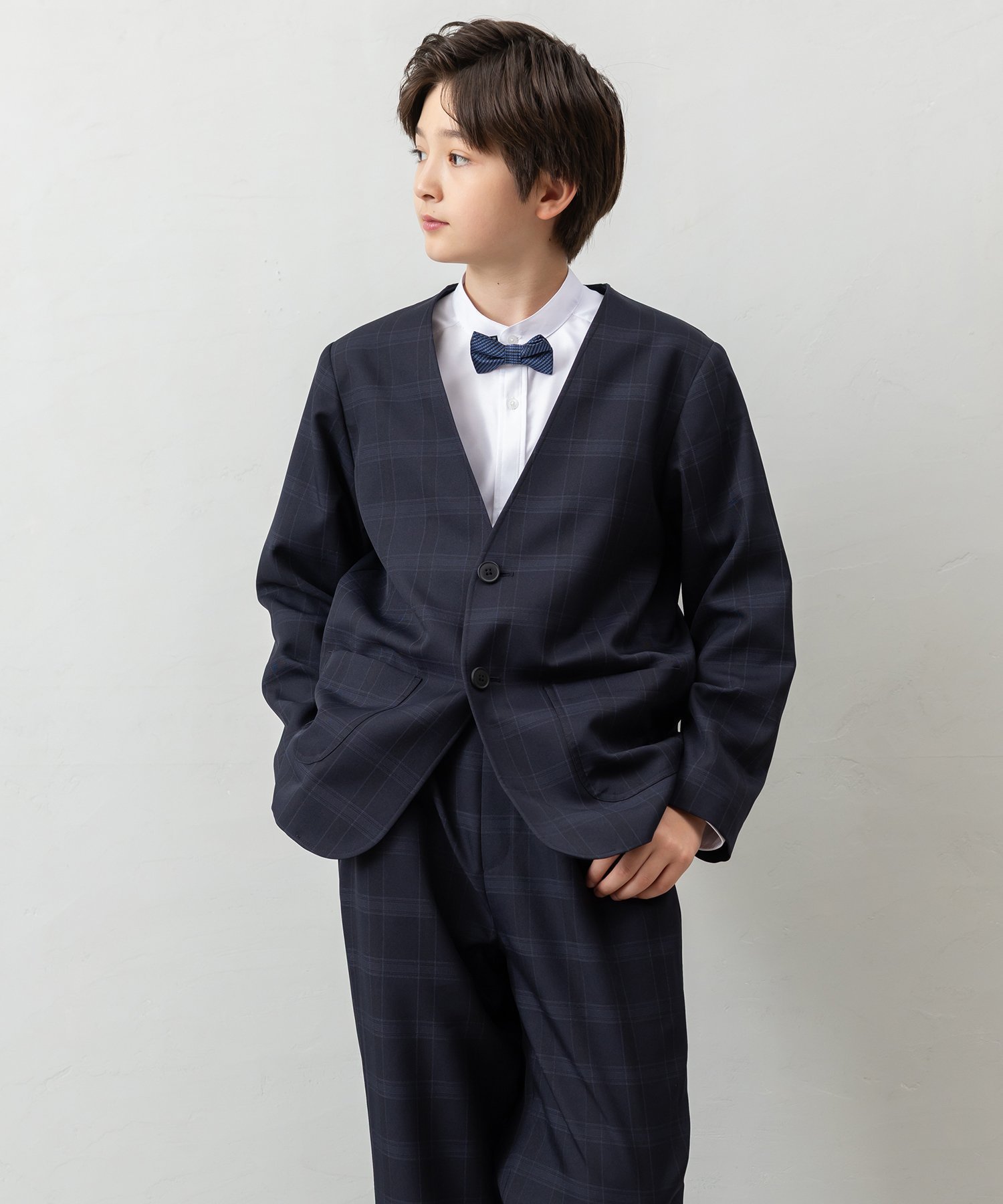 【パクシル/PAQXIL / KIDS】の【4点セットスーツ】ジャケット+パンツ+シャツ+蝶ネクタイ インテリア・キッズ・メンズ・レディースファッション・服の通販 founy(ファウニー) 　ファッション　Fashion　キッズファッション　Fashion for Kids　ボトムス　Bottoms　ジャケット　Jacket, Outerwear　スーツ　Suit, Formalwear　チェック　Check, Plaid, Tartan　バランス　Balance, Style Balance　パッチ　Patch, Appliqué　フォーマル　Formal, Dressy　ポケット　Pocket, Pocket Detail　セレモニー　Ceremony　入学式　Entrance Ceremony　卒業式　Graduation Ceremony　チェック2|ID: prp329100004984685 ipo3291000000037340283