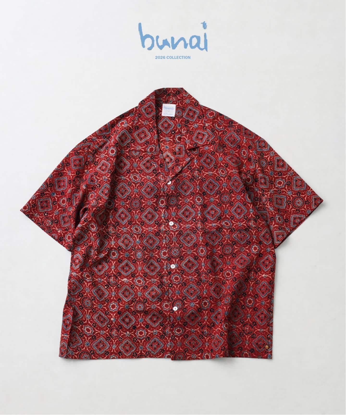 【ジャーナルスタンダード レリューム/JOURNAL STANDARD relume / MEN】のbunai / ブナイ 別注 アジュラク プリント オープンカラー半袖シャツ インテリア・キッズ・メンズ・レディースファッション・服の通販 founy(ファウニー) 　ファッション　Fashion　メンズファッション　Fashion for Men　インド　Indian Textile　インナー　Innerwear　オリエンタル　Oriental Pattern　吸水　Absorbent, Quick-Dry　サマー　Summer, Summer Style　スペシャル　Special, Limited Edition　ハンド　Hand, Handmade　ブロック　Block, Solid Block Pattern　プリント　Print, Printed Pattern　別注　Limited Edition, Custom Order　半袖　Short Sleeve, Half Sleeve　ミックス　Mix, Mixed Style　モダン　Modern, Contemporary　リラックス　Relax, Relaxed Fit　おすすめ　Recommended / Our Picks　夏　Summer　エレガント 上品　Elegant　レッド|ID: prp329100004984715 ipo3291000000037340436