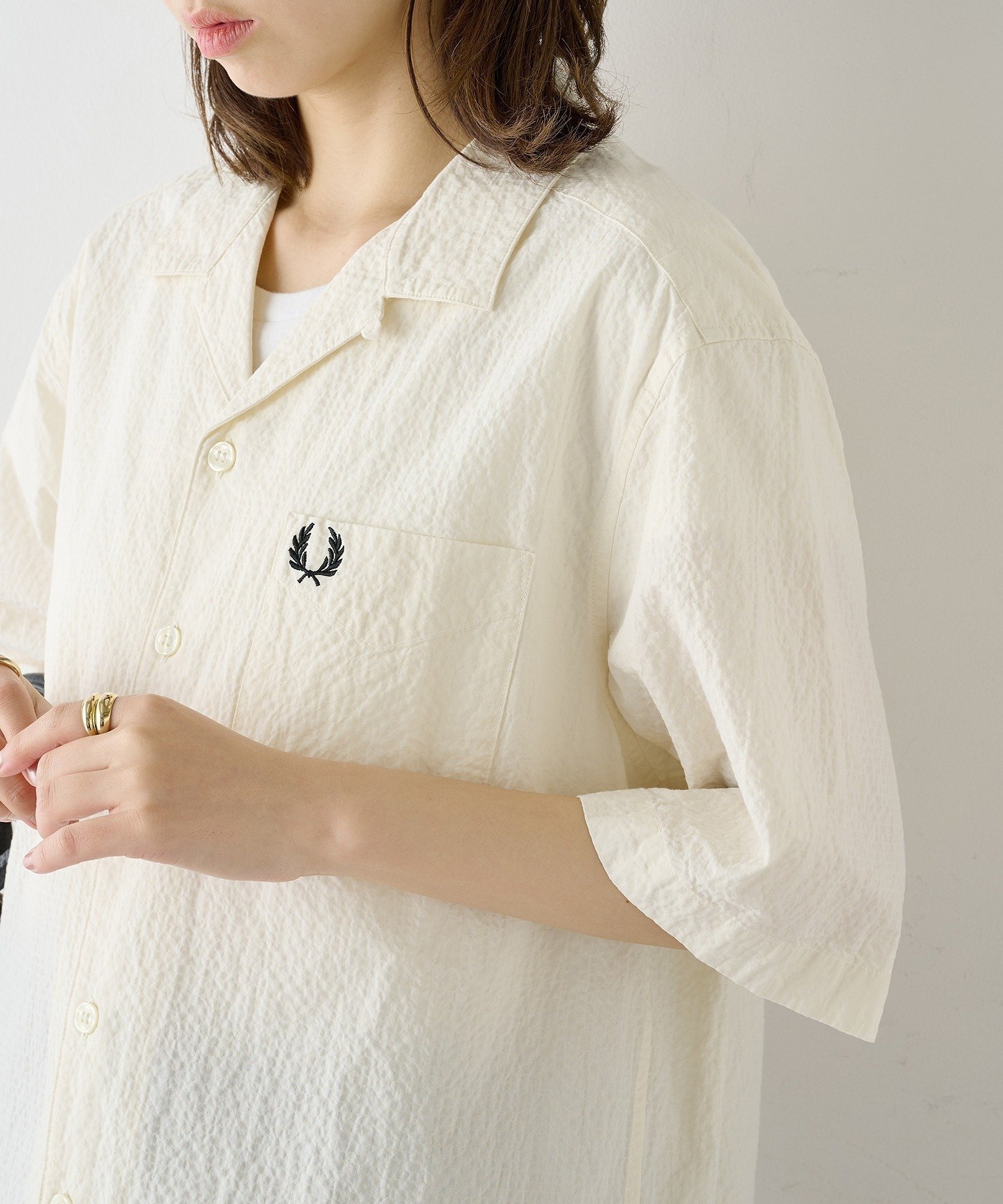 【カセットチャート/Cassette Chart】のFRED PERRY/SEERSUCKER REVERE COLLAR SHIRT フレッドペリー オープンカラーシャツ インテリア・キッズ・メンズ・レディースファッション・服の通販 founy(ファウニー) 　ファッション　Fashion　レディースファッション　Fashion for Women　トップス・カットソー　Cut & Sew Tops　シャツ・ブラウス・オフィスカジュアル　Elegant Blouses & Button-Ups　吸水　Absorbent, Quick-Dry　シンプル　Simple, Minimal　スマート　Smart, Elegant　トレンド　Trend, Trending Now　人気　Popular, Best Seller　ボックス　Boxy, Box Shape　ポロシャツ　Polo Shirt, Collared Tee　モッズコート　Mods Coat, Military Parka　リネン　Linen, Linen Fabric　再入荷　Restock / Back in Stock　夏　Summer　O.WHT|ID: prp329100004984724 ipo3291000000037340480