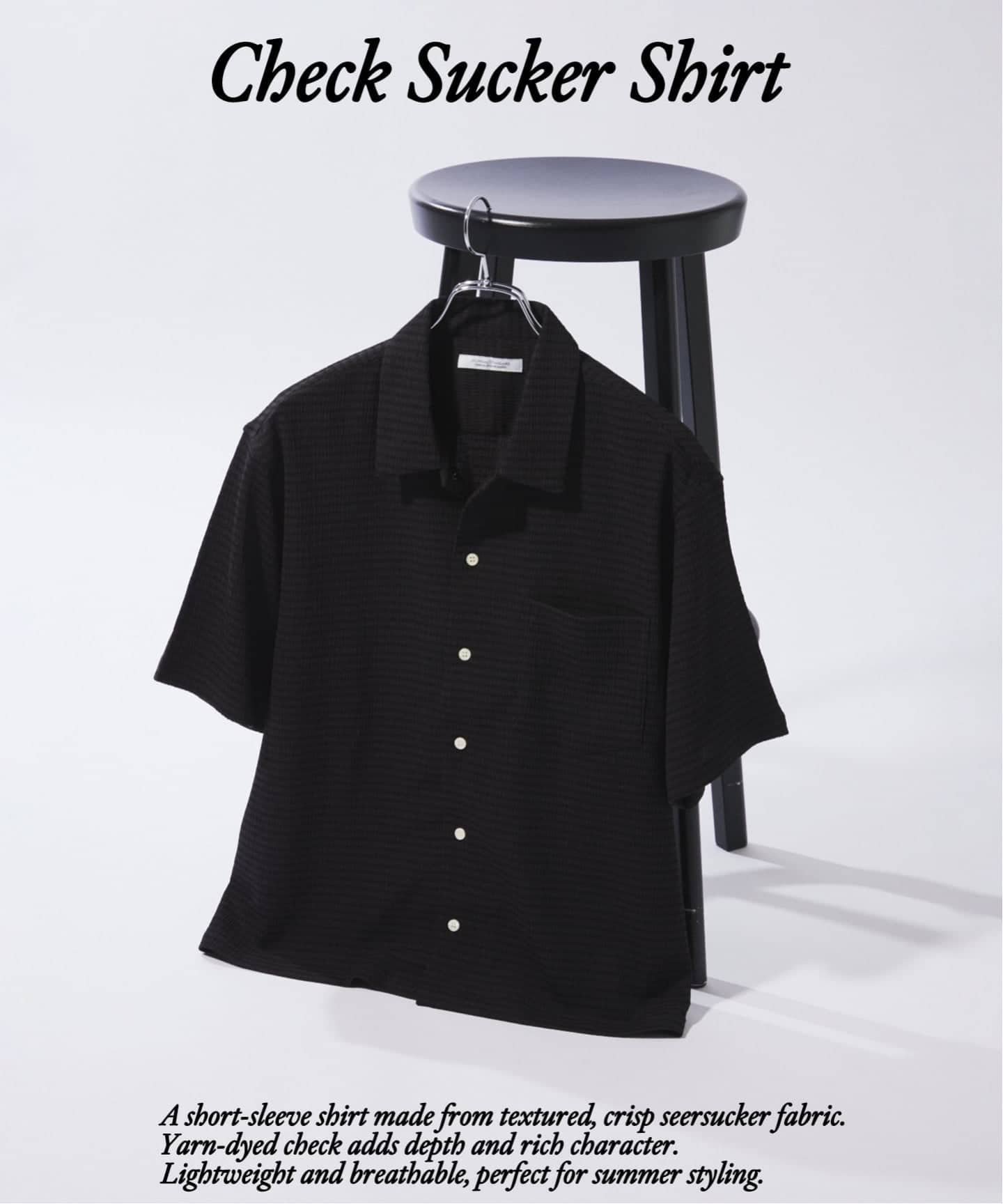 【ジャーナルスタンダード/JOURNAL STANDARD / MEN】のチェック サッカー 半袖 シャツ インテリア・キッズ・メンズ・レディースファッション・服の通販 founy(ファウニー) 　ファッション　Fashion　メンズファッション　Fashion for Men　サッカー　Seersucker, Summer Fabric　スリット　Slit, Slit Detail　チェック　Check, Plaid, Tartan　バランス　Balance, Style Balance　半袖　Short Sleeve, Half Sleeve　夏　Summer　軽量　Lightweight, Ultra Light　ブラック A|ID: prp329100004984799 ipo3291000000037340832