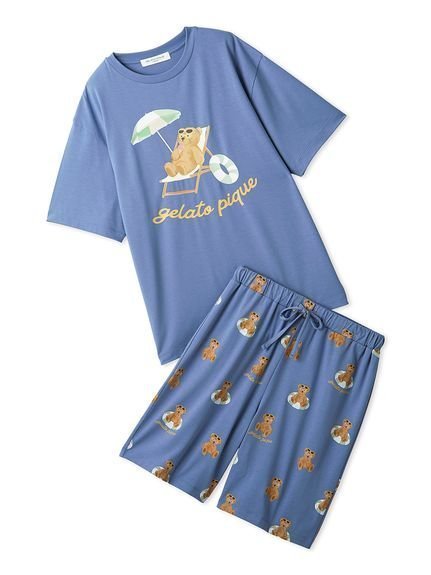 【ジェラートピケ オム/GELATO PIQUE HOMME / MEN】の【ONLINE限定】【HOMME】【接触冷感】サマーベア柄ワンポイントTシャツ ハーフパンツセット インテリア・キッズ・メンズ・レディースファッション・服の通販 founy(ファウニー) 　ファッション　Fashion　メンズファッション　Fashion for Men　ボトムス　Bottoms　ハーフパンツ・ショートパンツ　Shorts & Half Pants　カラフル　Colorful Design　サマー　Summer, Summer Style　サングラス　Sunglasses, Shades　スマート　Smart, Elegant　スリット　Slit, Slit Detail　セットアップ　Set-Up, Coordinated Outfit　ハーフ　Half, Half-Length　プリント　Print, Printed Pattern　ボトム　Bottoms, Lower Wear　ワンポイント　One Point, Statement Accent　おすすめ　Recommended / Our Picks　お家時間・ステイホーム　Stay Home / At Home　夏　Summer　ギフト プレゼント　Gift / Present　NVY[089]|ID: prp329100004984809 ipo3291000000037340887