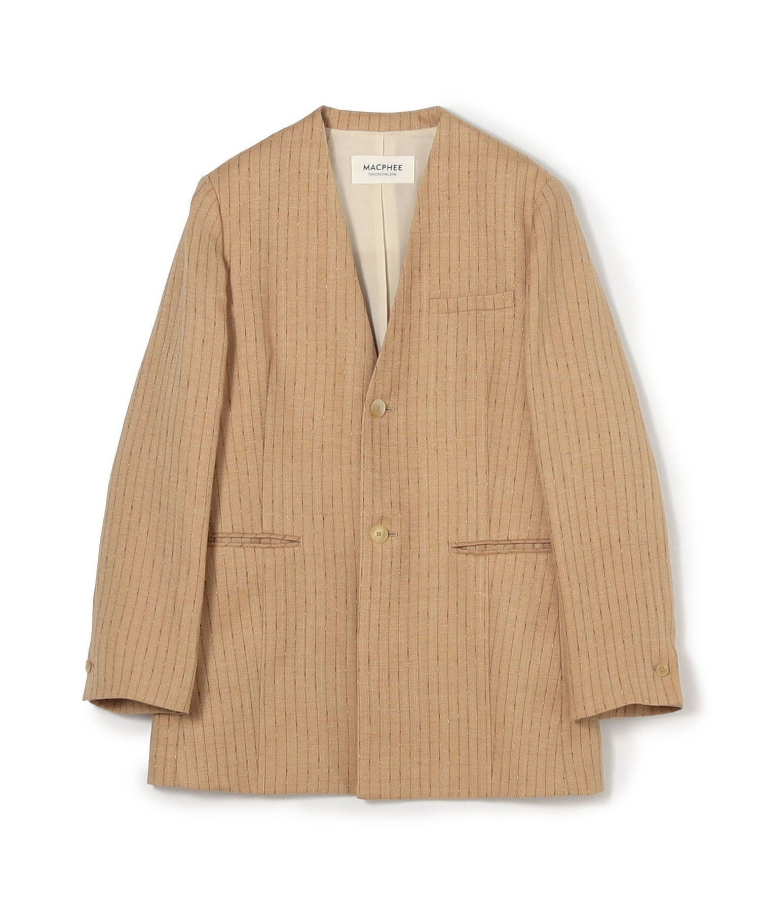 【トゥモローランド/TOMORROWLAND】のシルクネップリネン ノーカラージャケット インテリア・キッズ・メンズ・レディースファッション・服の通販 founy(ファウニー) 　ファッション　Fashion　レディースファッション　Fashion for Women　アウター　Coat / Outerwear Collection　レディースジャケット・軽アウター　Jackets　ノーカラージャケット / シンプル上品コーデ　Collarless Jackets　カーディガン　Cardigan, Knitwear　シルク　Silk, 100% Silk　ジャケット　Jacket, Outerwear　タンブラー　Tumbler, Travel Mug　ダブル　Double, Double-Breasted　ネップ　Nepp, Slub Yarn　リネン　Linen, Linen Fabric　リラックス　Relax, Relaxed Fit　夏　Summer　44 ベージュ系|ID: prp329100004984885 ipo3291000000037341296