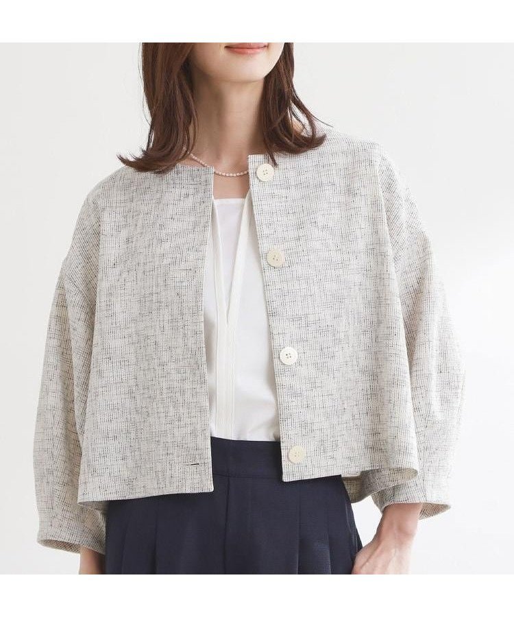 【リフレクト/Reflect】のツイードノーカラージャケット インテリア・キッズ・メンズ・レディースファッション・服の通販 founy(ファウニー) 　ファッション　Fashion　レディースファッション　Fashion for Women　アウター　Coat / Outerwear Collection　レディースジャケット・軽アウター　Jackets　ノーカラージャケット / シンプル上品コーデ　Collarless Jackets　コンパクト　Compact, Small Size　ジャケット　Jacket, Outerwear　ストレッチ　Stretch, Stretchy Fabric　スマート　Smart, Elegant　ツイード　Twill, Twill Weave　バランス　Balance, Style Balance　フォルム　Silhouette, Form　ボックス　Boxy, Box Shape　ポケット　Pocket, Pocket Detail　メッシュ　Mesh, Net Fabric　エレガント 上品　Elegant　夏　Summer　アイボリー|ID: prp329100004984907 ipo3291000000037341394