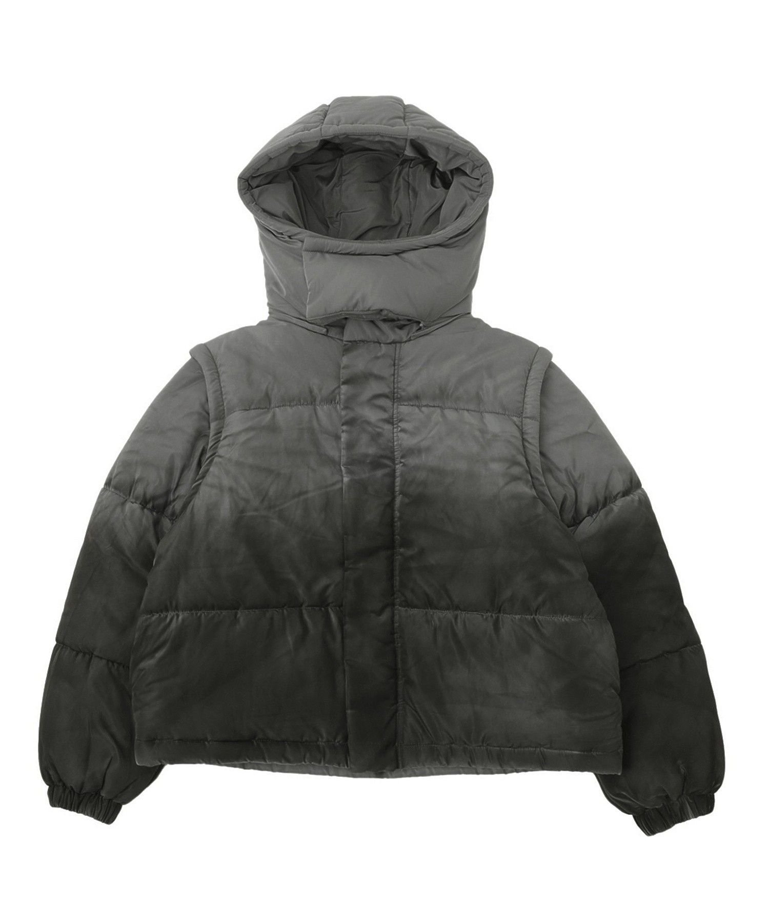 【エックスガール/X-girl】のFADED 2WAY PADDED JACKET インテリア・キッズ・メンズ・レディースファッション・服の通販 founy(ファウニー) 　ファッション　Fashion　レディースファッション　Fashion for Women　アウター　Coat / Outerwear Collection　レディースジャケット・軽アウター　Jackets　グラデーション　Gradient, Ombre　コンパクト　Compact, Small Size　ジャケット　Jacket, Outerwear　ドローコード　Drawcord, Drawstring Cord　長袖　Long Sleeve, Full Sleeve　ベスト　Vest, Waistcoat　ミニスカート　Mini Skirt, Short Skirt　ラバー　Rubber, Rubber Sole　冬　Winter / This Winter　BLACK|ID: prp329100004984912 ipo3291000000037341425