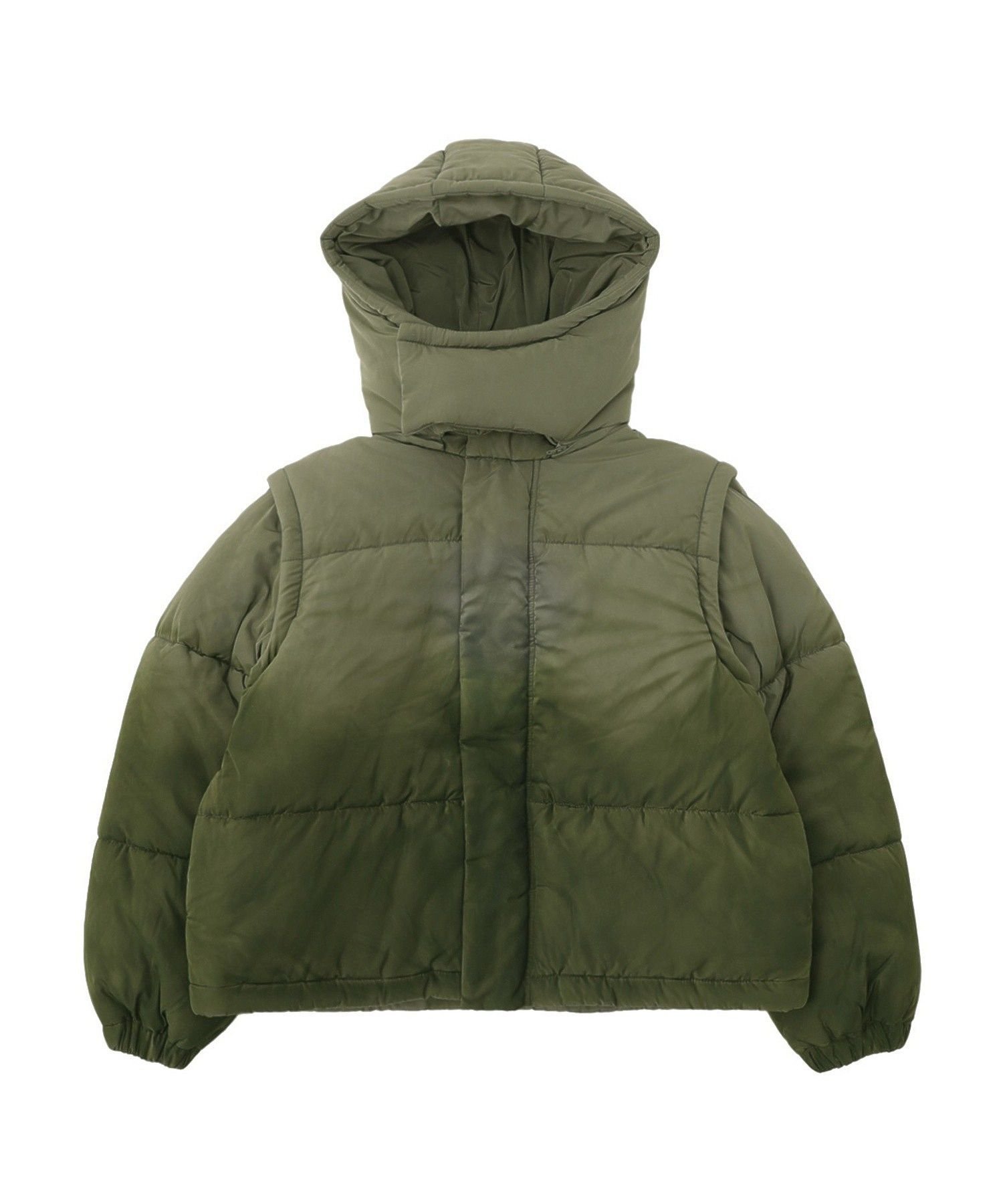 【エックスガール/X-girl】のFADED 2WAY PADDED JACKET インテリア・キッズ・メンズ・レディースファッション・服の通販 founy(ファウニー) 　ファッション　Fashion　レディースファッション　Fashion for Women　アウター　Coat / Outerwear Collection　レディースジャケット・軽アウター　Jackets　グラデーション　Gradient, Ombre　コンパクト　Compact, Small Size　ジャケット　Jacket, Outerwear　ドローコード　Drawcord, Drawstring Cord　長袖　Long Sleeve, Full Sleeve　ベスト　Vest, Waistcoat　ミニスカート　Mini Skirt, Short Skirt　ラバー　Rubber, Rubber Sole　冬　Winter / This Winter　OLIVE|ID: prp329100004984912 ipo3291000000037341426