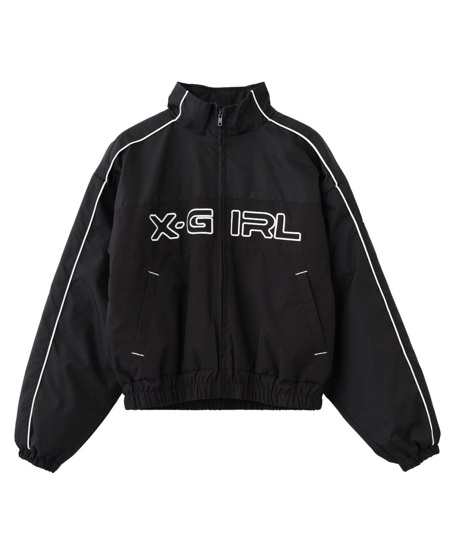【エックスガール/X-girl】のX-girl LOGO EMBROIDERY JACKET インテリア・キッズ・メンズ・レディースファッション・服の通販 founy(ファウニー) 　ファッション　Fashion　レディースファッション　Fashion for Women　アウター　Coat / Outerwear Collection　レディースジャケット・軽アウター　Jackets　切替　Switching, Contrast Panel　ジャケット　Jacket, Outerwear　長袖　Long Sleeve, Full Sleeve　バランス　Balance, Style Balance　フロント　Front, Front Design　リップ　Lip, Lip Motif　ルーズ　Loose, Oversized　冬　Winter / This Winter　A/W・秋冬　Autumn/Winter　おすすめ　Recommended / Our Picks　BLACK|ID: prp329100004984914 ipo3291000000037341431