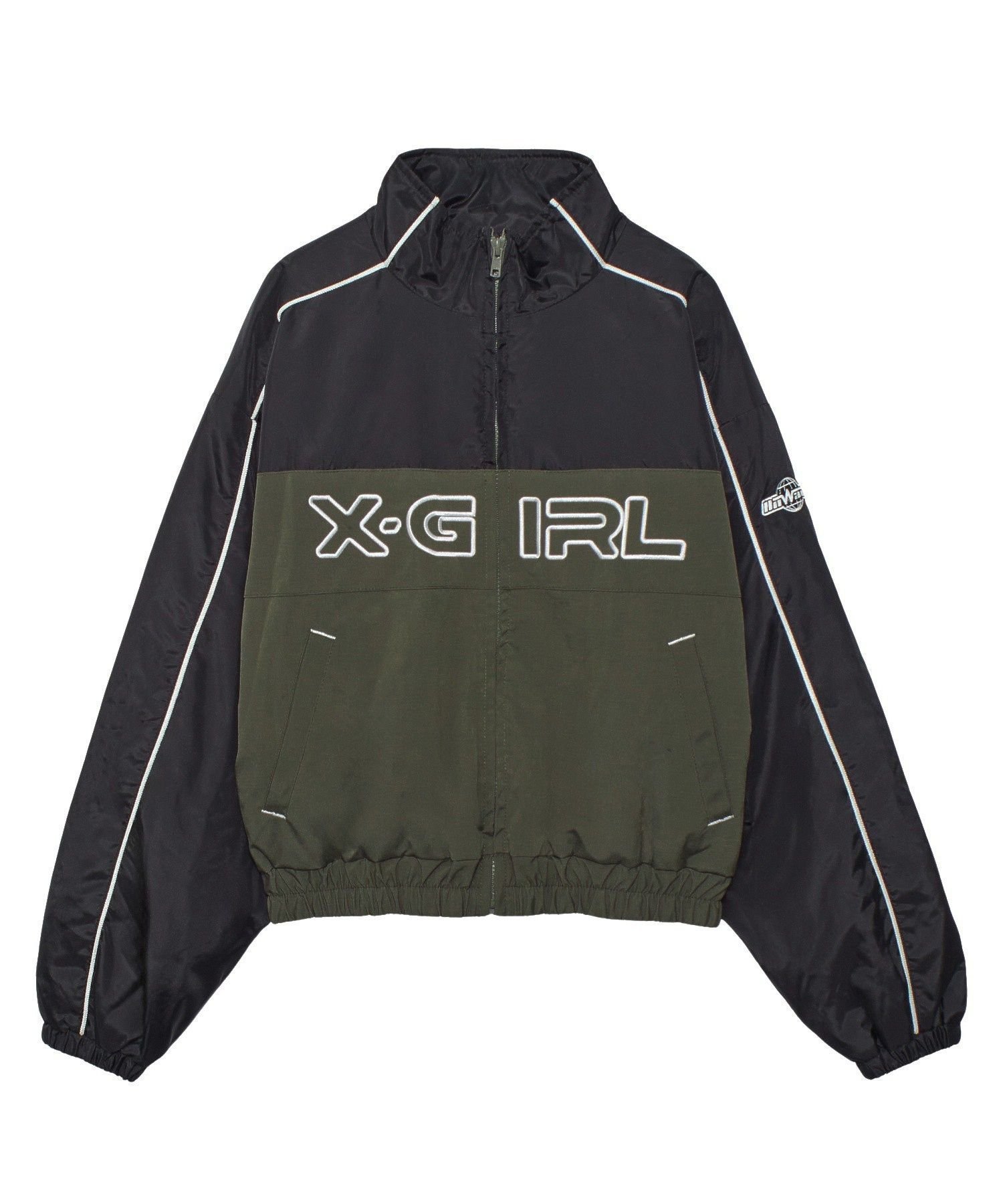 【エックスガール/X-girl】のX-girl LOGO EMBROIDERY JACKET インテリア・キッズ・メンズ・レディースファッション・服の通販 founy(ファウニー) 　ファッション　Fashion　レディースファッション　Fashion for Women　アウター　Coat / Outerwear Collection　レディースジャケット・軽アウター　Jackets　切替　Switching, Contrast Panel　ジャケット　Jacket, Outerwear　長袖　Long Sleeve, Full Sleeve　バランス　Balance, Style Balance　フロント　Front, Front Design　リップ　Lip, Lip Motif　ルーズ　Loose, Oversized　冬　Winter / This Winter　A/W・秋冬　Autumn/Winter　おすすめ　Recommended / Our Picks　OLIVE|ID: prp329100004984914 ipo3291000000037341432