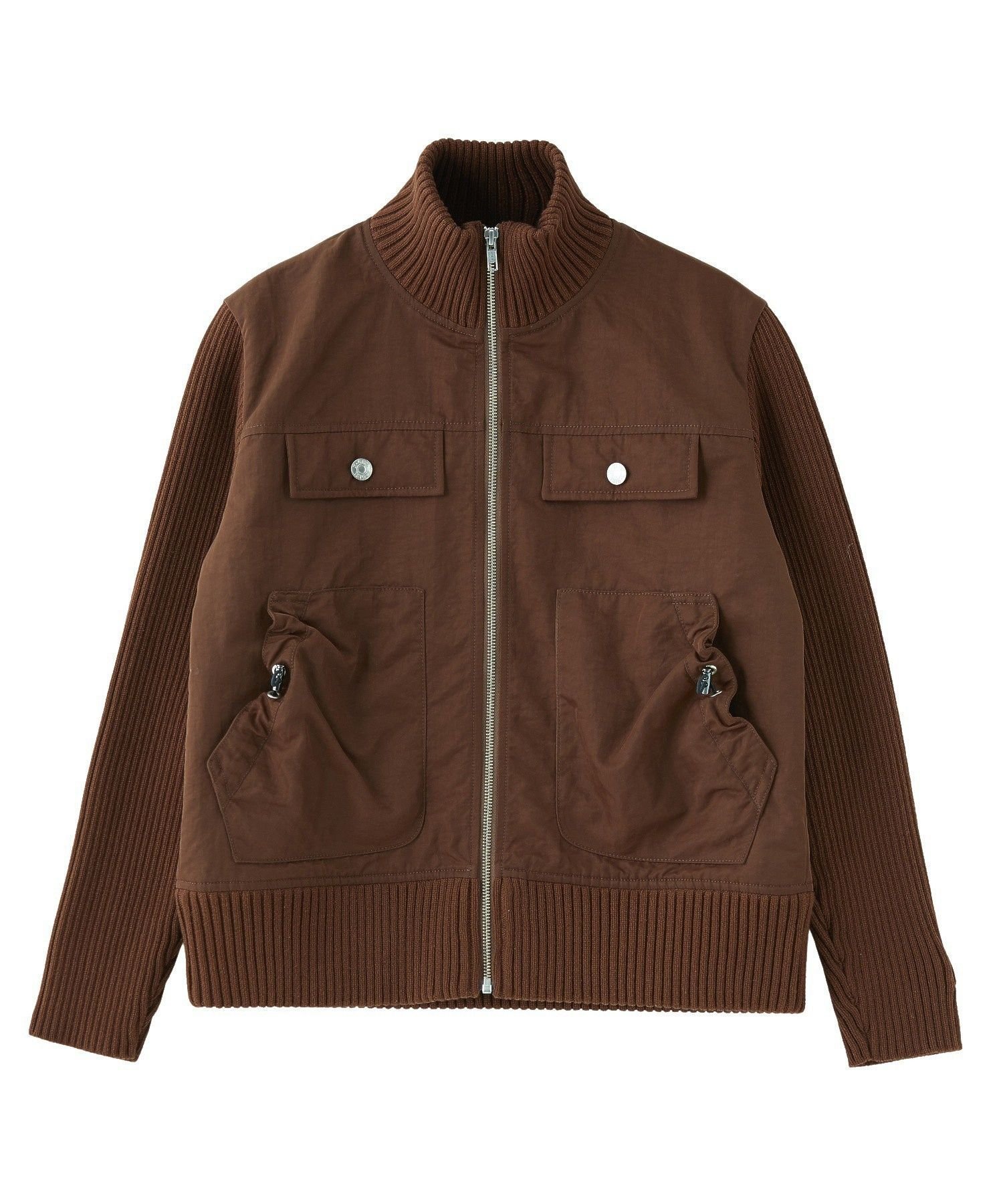 【エックスガール/X-girl】のRIBBED SLEEVE WOVEN JACKET インテリア・キッズ・メンズ・レディースファッション・服の通販 founy(ファウニー) 　ファッション　Fashion　レディースファッション　Fashion for Women　アウター　Coat / Outerwear Collection　レディースジャケット・軽アウター　Jackets　コンパクト　Compact, Small Size　ジップ　Zip, Zipper　ジャケット　Jacket, Outerwear　トレンド　Trend, Trending Now　長袖　Long Sleeve, Full Sleeve　フロント　Front, Front Design　ブルゾン　Blouson, Bomber Jacket　ポケット　Pocket, Pocket Detail　ミニスカート　Mini Skirt, Short Skirt　メタル　Metal, Metal Parts　リブニット　Rib Knit, Ribbed Knit　ルーズ　Loose, Oversized　ロング　Long, Long-Length　おすすめ　Recommended / Our Picks　BROWN|ID: prp329100004984917 ipo3291000000037341442