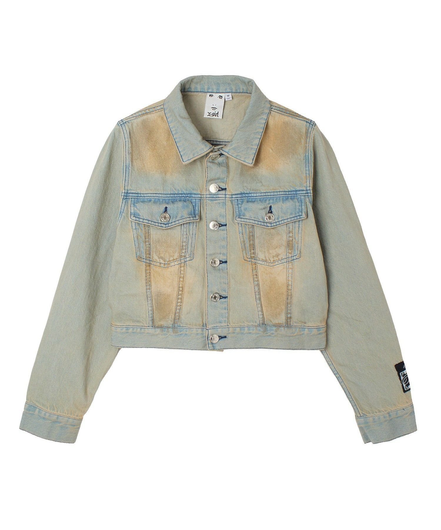 【エックスガール/X-girl】のFADED FACE LABEL COMPACT DENIM JACKET インテリア・キッズ・メンズ・レディースファッション・服の通販 founy(ファウニー) 　ファッション　Fashion　レディースファッション　Fashion for Women　アウター　Coat / Outerwear Collection　レディースジャケット・軽アウター　Jackets　オイル　Body Oil　コンパクト　Compact, Small Size　ジャケット　Jacket, Outerwear　セットアップ　Set-Up, Coordinated Outfit　デニム　Denim, Jeans Material　トレンド　Trend, Trending Now　長袖　Long Sleeve, Full Sleeve　ベーシック　Basic, Essential　おすすめ　Recommended / Our Picks　LtINDIGO|ID: prp329100004984920 ipo3291000000037341452