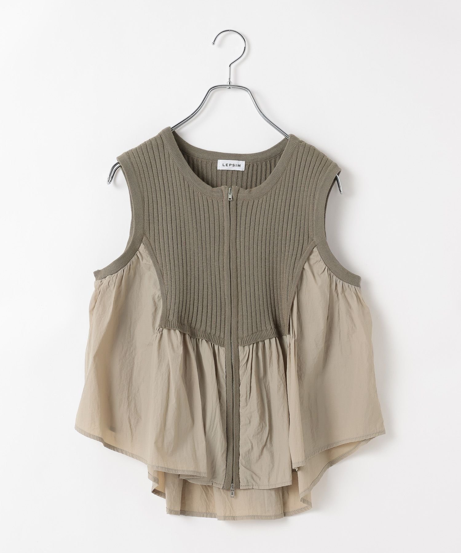 【レプシィム ローリーズファーム/LEPSIM LOWRYS FARM】のWZIPドッキングベスト インテリア・キッズ・メンズ・レディースファッション・服の通販 founy(ファウニー) 　ファッション　Fashion　レディースファッション　Fashion for Women　アウター　Coat / Outerwear Collection　トップス・カットソー　Cut & Sew Tops　ベスト&ジレ / 重ね着スタイル　Vests & Gilets　インナー　Innerwear　エアリー　Airy Texture　ショート　Short, Short Length　ドッキング　Docking, Mixed Material　ベスト　Vest, Waistcoat　ワイド　Wide, Wide Fit　夏　Summer　春　Spring　モカーキ53|ID: prp329100004984925 ipo3291000000037341487