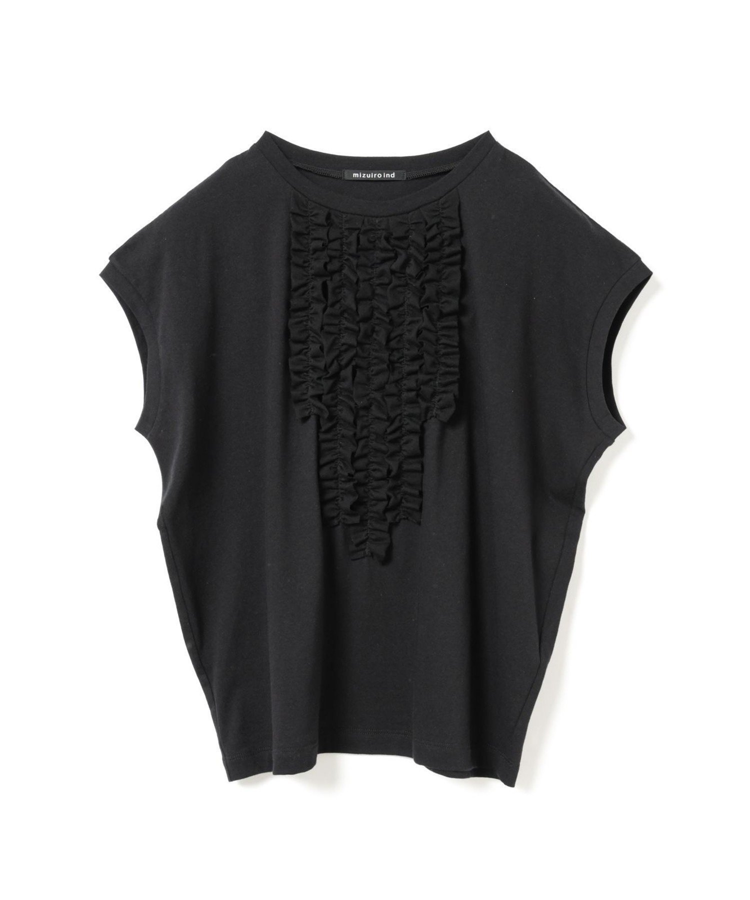 【マーコート/MARcourt】のmizuiro ind フレンチスリーブフリルプルオーバー インテリア・キッズ・メンズ・レディースファッション・服の通販 founy(ファウニー) 　ファッション　Fashion　レディースファッション　Fashion for Women　トップス・カットソー　Cut & Sew Tops　カジュアルプルオーバー・ニットトップス　Pullovers & Knit Tops / Casual Pullovers　カットソー　Cut and Sewn Top　シンプル　Simple, Minimal　スリーブ　Sleeve, Long Sleeve / Short Sleeve　フリル　Frill, Ruffle　フレンチ　French, French Style　フロント　Front, Front Design　ポケット　Pocket, Pocket Detail　エレガント 上品　Elegant　人気　Popular, Best Seller　今季　This Season, Current Season　A/W・秋冬　Autumn/Winter　ブラック|ID: prp329100004984949 ipo3291000000037341637