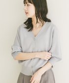 【アイテムズアーバンリサーチ/ITEMS URBAN RESEARCH】のVネックハーフスリーブニットカーディガン シルバー|ID: prp329100004984971 ipo3291000000037373651