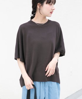 【アイテムズアーバンリサーチ/ITEMS URBAN RESEARCH】の『洗濯可』ニットTシャツ 大人の最旬トレンドファッション＆コーディネート founy(ファウニー) ファッション Fashion レディースファッション Fashion for Women トップス・カットソー Cut & Sew Tops ニット Knit Tops & Sweaters シャツ・ブラウス・オフィスカジュアル Elegant Blouses & Button-Ups ロングTシャツ・Tシャツ Longline T-Shirts & Tees ウォッシャブル Machine Washable 洗える Machine Washable カットソー Cut and Sewn Top 定番 Standard, Basic Item S/S・春夏 SS, Spring/Summer, Warm Season 夏 Summer エレガント 上品 Elegant 2026年 2026 2026春夏・S/S Spring/Summer 2026 SS26 |ID:prp329100004984973