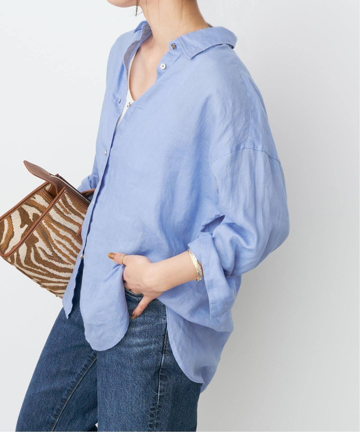 【スピック&スパン/Spick & Span】の《程よくすっきりサイズ / 追加 》 80リネンカシュクール ミディシャツ 大人の最旬トレンドファッション＆コーディネート founy(ファウニー) 　ファッション　Fashion　レディースファッション　Fashion for Women　トップス・カットソー　Cut & Sew Tops　シャツ・ブラウス・オフィスカジュアル　Elegant Blouses & Button-Ups　おすすめ　Recommended / Our Picks　カシュクール　Wrap Design　コンパクト　Compact, Small Size　バランス　Balance, Style Balance　ビッグ　Big, Oversized　リネン　Linen, Linen Fabric　エレガント 上品　Elegant　人気　Popular, Best Seller　 other-1|ID: prp329100004984991 ipo3291000000037341876
