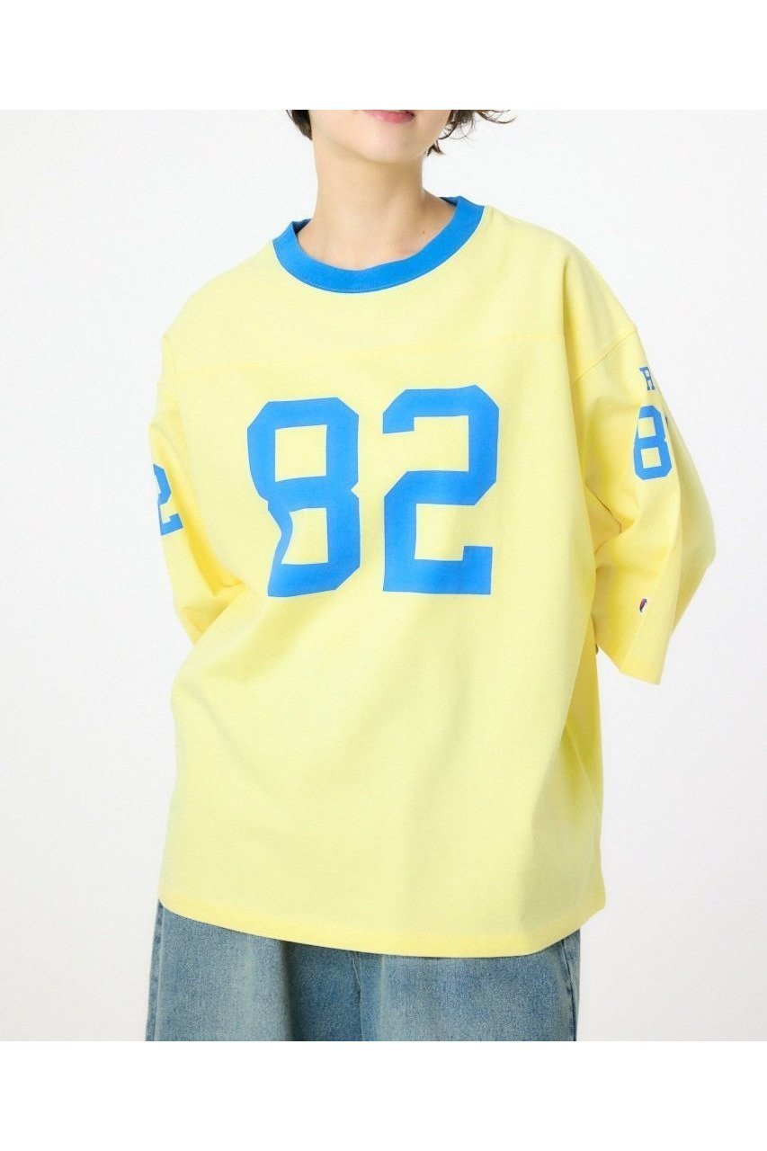 【ロデオクラウンズワイドボウル/RODEO CROWNS WIDE BOWL】の【Champion】フットボールTシャツ インテリア・キッズ・メンズ・レディースファッション・服の通販 founy(ファウニー) 　ファッション　Fashion　レディースファッション　Fashion for Women　トップス・カットソー　Cut & Sew Tops　シャツ・ブラウス・オフィスカジュアル　Elegant Blouses & Button-Ups　ロングTシャツ・Tシャツ　Longline T-Shirts & Tees　おすすめ　Recommended / Our Picks　デニム　Denim, Jeans Material　プリント　Print, Printed Pattern　ロング　Long, Long-Length　ワイド　Wide, Wide Fit　ヴィンテージ　Vintage Style　別注　Limited Edition, Custom Order　L/YEL1|ID: prp329100004984998 ipo3291000000037341909