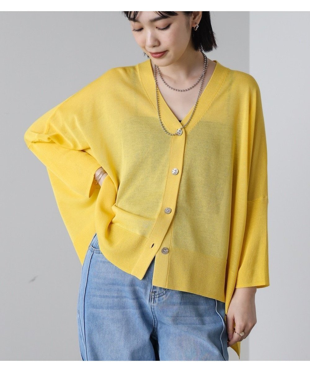 【バブ ブージュルード/Bab Bou Jeloud】の【接触冷感/UVカット】UVサラサラBOXシルエット前後差カーディガン インテリア・キッズ・メンズ・レディースファッション・服の通販 founy(ファウニー) 　ファッション　Fashion　レディースファッション　Fashion for Women　トップス・カットソー　Cut & Sew Tops　カーディガン・羽織り　Layered Style Cardigans　カーディガン　Cardigan, Knitwear　シンプル　Simple, Minimal　ボックス　Boxy, Box Shape　リラックス　Relax, Relaxed Fit　エレガント 上品　Elegant　再入荷　Restock / Back in Stock　YELLOW|ID: prp329100004985008 ipo3291000000037341954