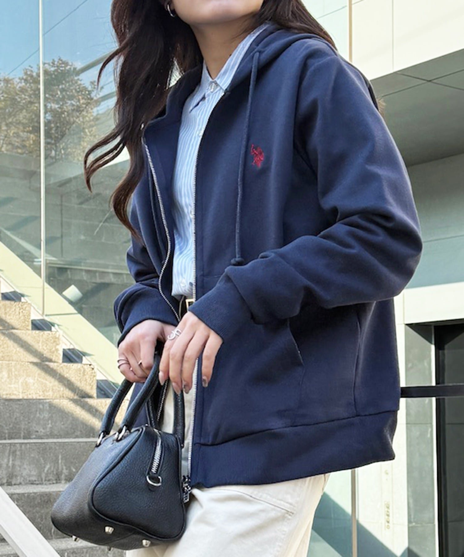 【セットアップセブン/SETUP7】のU.S. POLO ASSN./ワンポイントロゴ ダブルジップパーカー ポロ インテリア・キッズ・メンズ・レディースファッション・服の通販 founy(ファウニー) 　ファッション　Fashion　レディースファッション　Fashion for Women　トップス・カットソー　Cut & Sew Tops　レディースパーカー・カジュアルフーディー　Casual Hoodies & Sweatshirts　キャップ　Cap, Baseball Cap　ショート　Short, Short Length　シンプル　Simple, Minimal　スニーカー　Sneakers, Trainers　スポーツ　Sports, Activewear　スポーティ　Sporty, Casual Athletic　ダウン　Down, Puffer　デニム　Denim, Jeans Material　パーカー　Hoodie, Parka　フェイス　Face, Facial Design　リラックス　Relax, Relaxed Fit　ロング　Long, Long-Length　ワンポイント　One Point, Statement Accent　再入荷　Restock / Back in Stock　NVY|ID: prp329100004985045 ipo3291000000037342191