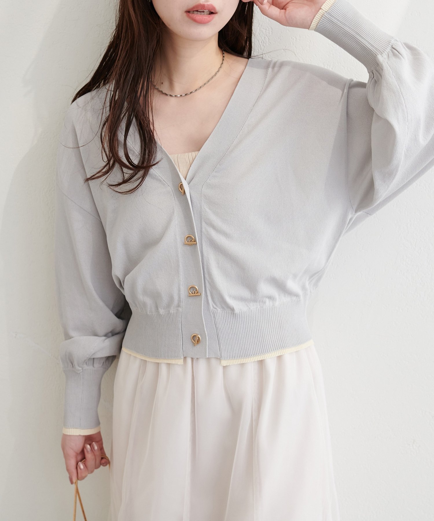 【ナチュラルクチュール/natural couture】の【sherbet line】裾配色ハトメバー釦UVカーディガン インテリア・キッズ・メンズ・レディースファッション・服の通販 founy(ファウニー) 　ファッション　Fashion　レディースファッション　Fashion for Women　トップス・カットソー　Cut & Sew Tops　カーディガン・羽織り　Layered Style Cardigans　インナー　Innerwear　ヴィンテージ　Vintage Style　カーディガン　Cardigan, Knitwear　ギャザー　Gathered, Ruffled　スニーカー　Sneakers, Trainers　タイトスカート　Pencil Skirt, Tight Skirt　デニム　Denim, Jeans Material　ネックレス　Necklace, Pendant Necklace　フロント　Front, Front Design　リラックス　Relax, Relaxed Fit　ロング　Long, Long-Length　再入荷　Restock / Back in Stock　おすすめ　Recommended / Our Picks　夏　Summer　エレガント 上品　Elegant　2026年　2026　2026春夏・S/S　Spring/Summer 2026 SS26　ライトグレー|ID: prp329100004985060 ipo3291000000037342268