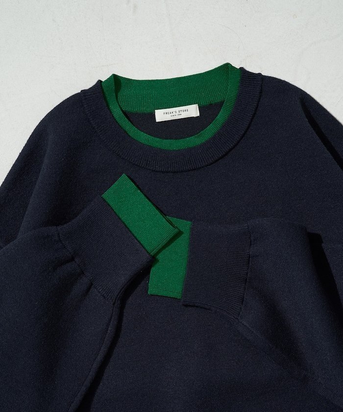 【フリークスストア/FREAK'S STORE】の接結 配色 カラー ニット プルオーバー【限定展開】25AW インテリア・キッズ・メンズ・レディースファッション・服の通販 founy(ファウニー) 　ファッション　Fashion　レディースファッション　Fashion for Women　トップス・カットソー　Cut & Sew Tops　ニット　Knit Tops & Sweaters　カジュアルプルオーバー・ニットトップス　Pullovers & Knit Tops / Casual Pullovers　カーディガン　Cardigan, Knitwear　コンビ　Combo, Combination Style　シンプル　Simple, Minimal　人気　Popular, Best Seller　バランス　Balance, Style Balance　ベーシック　Basic, Essential　リラックス　Relax, Relaxed Fit　A/W・秋冬　Autumn/Winter　冬　Winter / This Winter　おすすめ　Recommended / Our Picks　2025年　2025　2025-2026秋冬・A/W　Autumn/Winter 2025–26 AW25–26　ネイビー×グリーン|ID: prp329100004985062 ipo3291000000037342282