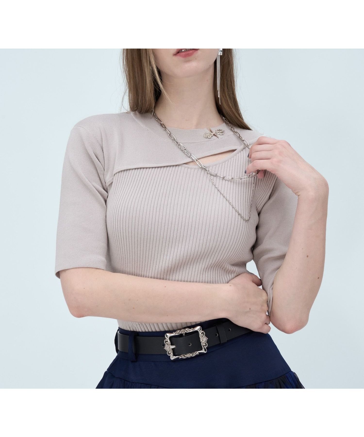 【ハレ/HARE】のチャイナカナグリブニット インテリア・キッズ・メンズ・レディースファッション・服の通販 founy(ファウニー) 　ファッション　Fashion　レディースファッション　Fashion for Women　トップス・カットソー　Cut & Sew Tops　ニット　Knit Tops & Sweaters　おすすめ　Recommended / Our Picks　ウェーブ　Wavy Pattern　カーゴパンツ　Cargo Pants, Utility Pants　ショート　Short, Short Length　ストレート　Straight, Straight Cut　スニーカー　Sneakers, Trainers　スリット　Slit, Slit Detail　スリーブ　Sleeve, Long Sleeve / Short Sleeve　ハーフ　Half, Half-Length　フレア　Flare, Flared　ワイド　Wide, Wide Fit　エレガント 上品　Elegant　厚底　Platform Shoes　夏　Summer　グレー12|ID: prp329100004985078 ipo3291000000037342351