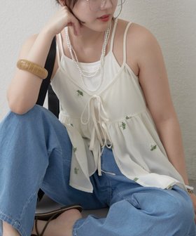 【アンドフォーエバー/RMAF】の【SETUP】花刺繍キャミチュニックブラウス 大人の最旬トレンドファッション＆コーディネート founy(ファウニー) ファッション Fashion レディースファッション Fashion for Women トップス・カットソー Cut & Sew Tops キャミソール&ノースリーブ Camisoles & Sleeveless Tops シャツ・ブラウス・オフィスカジュアル Elegant Blouses & Button-Ups 2026年 2026 2026春夏・S/S Spring/Summer 2026 SS26 セットアップ Set-Up, Coordinated Outfit チュニック Tunic, Long Top 再入荷 Restock / Back in Stock |ID:prp329100004985086