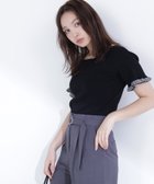【ナチュラル ビューティー ベーシック/NATURAL BEAUTY BASIC】のボーダーフリルスリーブニット 大人の最旬トレンドファッション＆コーディネート founy(ファウニー) ファッション Fashion レディースファッション Fashion for Women トップス・カットソー Cut & Sew Tops ニット Knit Tops & Sweaters シンプル Simple, Minimal スクエア Square, Square Shape デコルテ Décolleté, Neckline フリル Frill, Ruffle ボーダー Border, Stripe エレガント 上品 Elegant thumbnail ブラック×オフ2|ID: prp329100004985106 ipo3291000000037342494