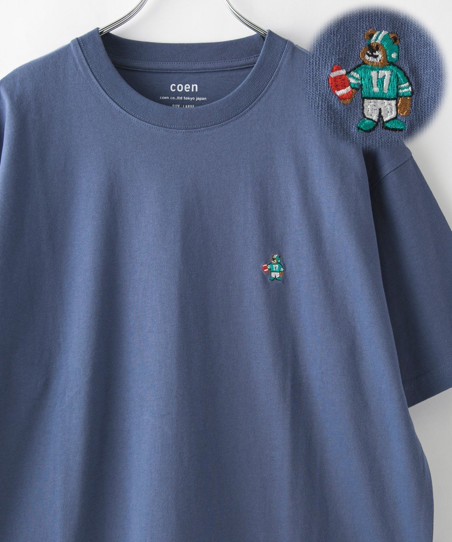 【コーエン/COEN】のUSAコットンベア刺繍Tシャツ インテリア・キッズ・メンズ・レディースファッション・服の通販 founy(ファウニー) 　ファッション　Fashion　レディースファッション　Fashion for Women　トップス・カットソー　Cut & Sew Tops　シャツ・ブラウス・オフィスカジュアル　Elegant Blouses & Button-Ups　ロングTシャツ・Tシャツ　Longline T-Shirts & Tees　シンプル　Simple, Minimal　スポーティ　Sporty, Casual Athletic　人気　Popular, Best Seller　ベーシック　Basic, Essential　メンズ　Men's, Menswear　ワンポイント　One Point, Statement Accent　おすすめ　Recommended / Our Picks　LT.BLUE|ID: prp329100004985107 ipo3291000000037342499