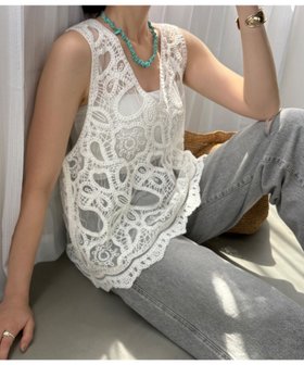 【ドゥドゥ/DouDou】の刺繍前後2WAYレースタンク 大人の最旬トレンドファッション＆コーディネート founy(ファウニー) ファッション Fashion レディースファッション Fashion for Women スカラップ Scallop, Scalloped Edge スマート Smart, Elegant タンク Tank Top, Sleeveless Top マーメイド Mermaid, Fishtail Silhouette レース Lace, Lace Fabric S/S・春夏 SS, Spring/Summer, Warm Season 再入荷 Restock / Back in Stock 夏 Summer 2026年 2026 2026春夏・S/S Spring/Summer 2026 SS26 |ID:prp329100004985137