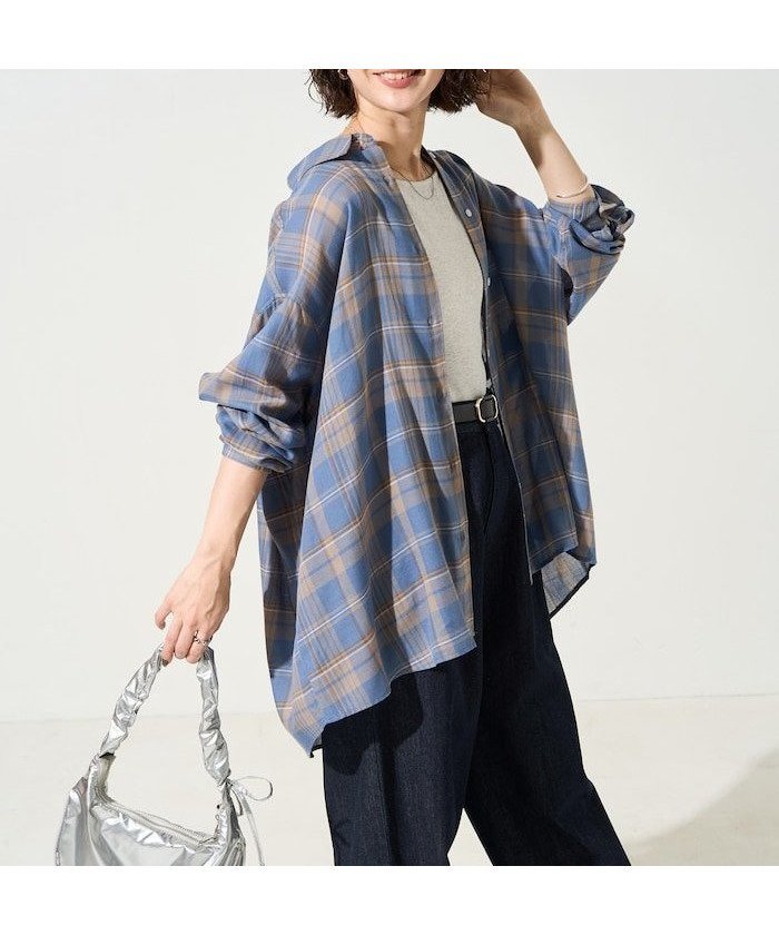 【フリークスストア/FREAK'S STORE】のビッグシルエットチェックボリュームシャツ【限定展開】 インテリア・キッズ・メンズ・レディースファッション・服の通販 founy(ファウニー) 　ファッション　Fashion　レディースファッション　Fashion for Women　トップス・カットソー　Cut & Sew Tops　シャツ・ブラウス・オフィスカジュアル　Elegant Blouses & Button-Ups　ショート　Short, Short Length　シンプル　Simple, Minimal　とろみ　Fluid, Flowy Fabric　チェック　Check, Plaid, Tartan　デニム　Denim, Jeans Material　羽織　Haori, Light Jacket　ロング　Long, Long-Length　ワイド　Wide, Wide Fit　S/S・春夏　SS, Spring/Summer, Warm Season　おすすめ　Recommended / Our Picks　夏　Summer　2026年　2026　2026春夏・S/S　Spring/Summer 2026 SS26　ブルー|ID: prp329100004985149 ipo3291000000037377047