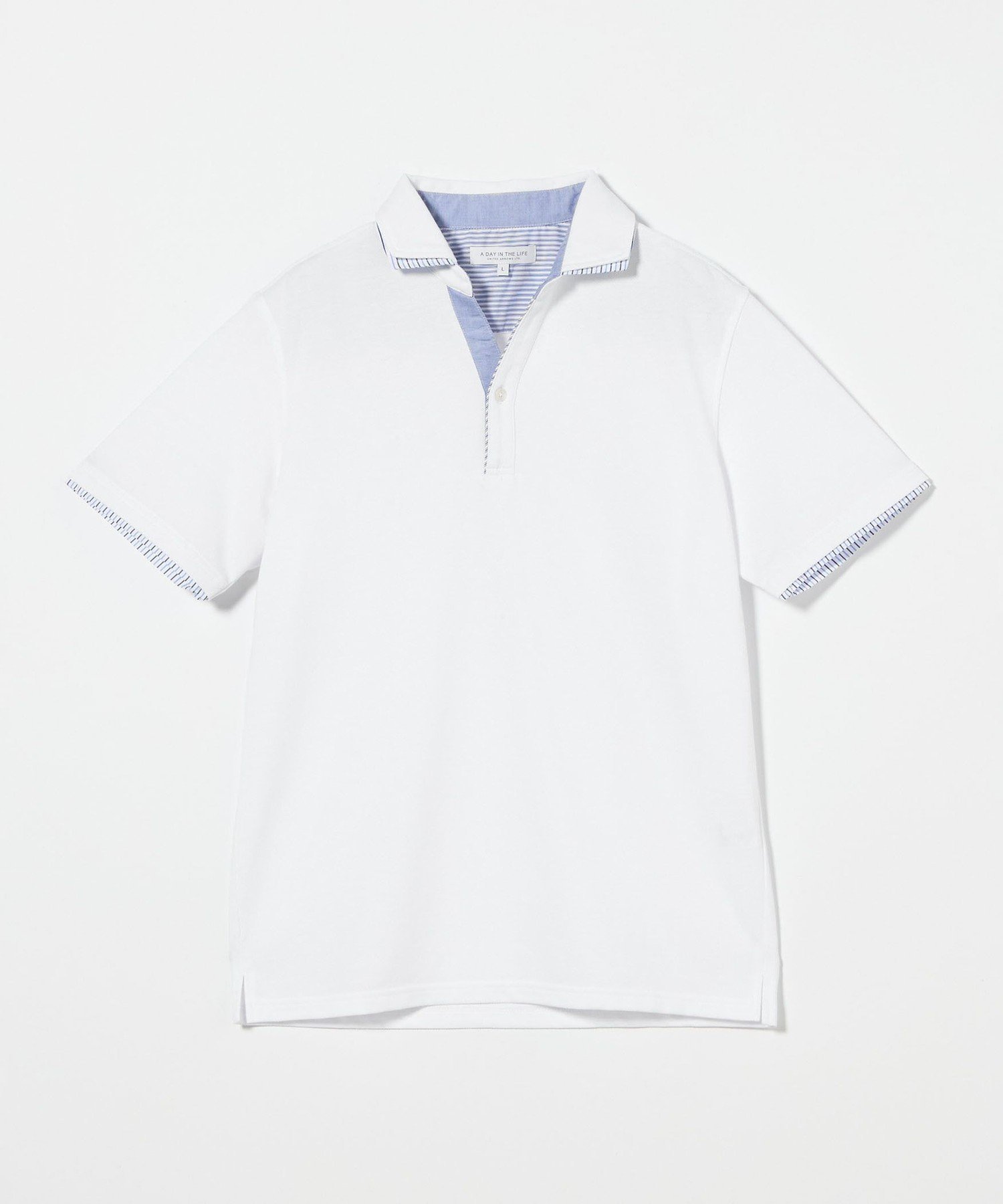 【ユナイテッドアローズ/UNITED ARROWS / MEN】のダブルカラー スキッパー ポロシャツ A DAY IN THE LIFE インテリア・キッズ・メンズ・レディースファッション・服の通販 founy(ファウニー) 　ファッション　Fashion　メンズファッション　Fashion for Men　鹿の子　Piqué, Kanoko Fabric　スキッパー　Skipper, Open Collar　スラックス　Slacks, Dress Pants　ダブル　Double, Double-Breasted　デニム　Denim, Jeans Material　ポロシャツ　Polo Shirt, Collared Tee　ヨーク　Yoke, Yoke Design　アウトレット　Outlet / Clearance　おすすめ　Recommended / Our Picks　夏　Summer　WHITE|ID: prp329100004985157 ipo3291000000037342810