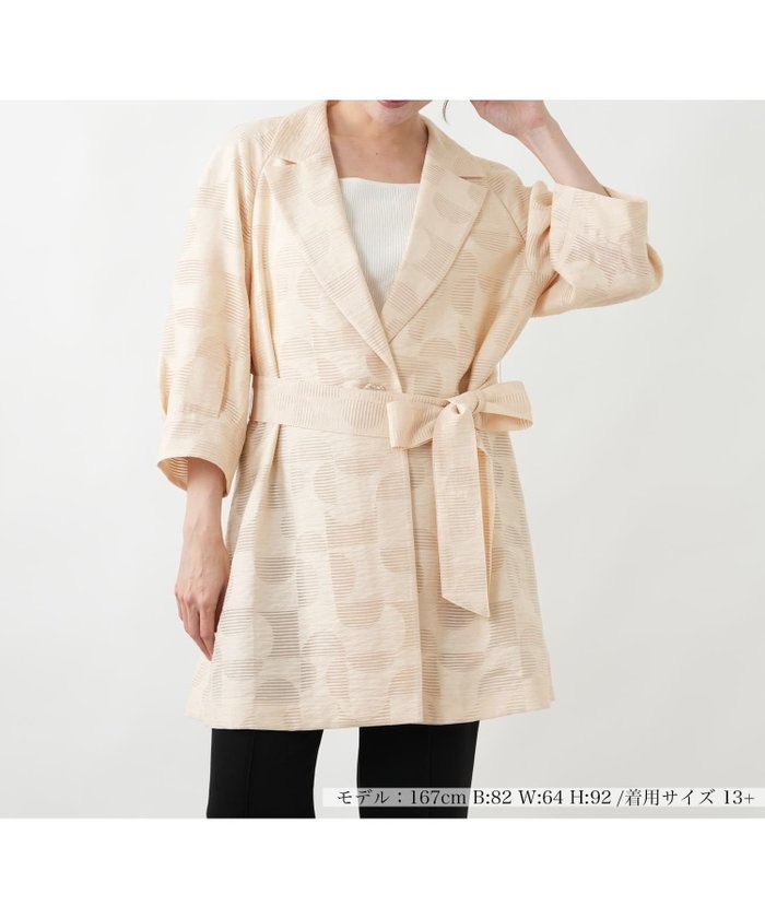 【レリアンプラスハウス/Leilian PLUS HOUSE】のコート【ROCHAS Premiere】 インテリア・キッズ・メンズ・レディースファッション・服の通販 founy(ファウニー) https://founy.com/ ファッション Fashion レディースファッション Fashion for Women アウター Coat / Outerwear Collection コート・ロングコート・ピーコート Long Coats, Peacoats & More エレガント 上品 Elegant ジャカード／ジャガード Jacquard, Woven Pattern ジャケット Jacket, Outerwear ドット Polka Dot, Dot Pattern ポケット Pocket, Pocket Detail ロング Long, Long-Length 夏 Summer |ID: prp329100004985235 ipo3291000000037343132