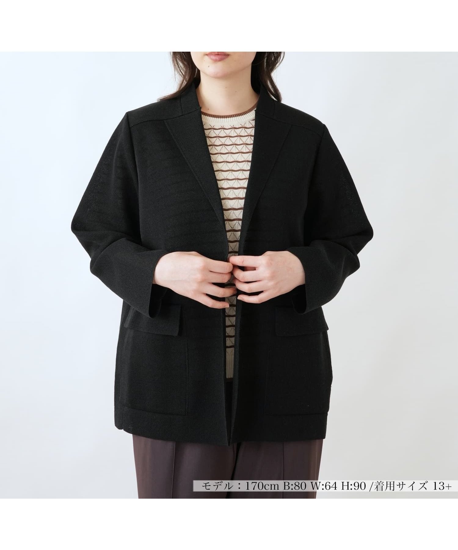 【レリアンプラスハウス/Leilian PLUS HOUSE】の【店舗人気】ジャケット【ROCHAS Premiere】 インテリア・キッズ・メンズ・レディースファッション・服の通販 founy(ファウニー) 　ファッション　Fashion　レディースファッション　Fashion for Women　アウター　Coat / Outerwear Collection　レディースジャケット・軽アウター　Jackets　カーディガン　Cardigan, Knitwear　シンプル　Simple, Minimal　ジャケット　Jacket, Outerwear　ポケット　Pocket, Pocket Detail　エレガント 上品　Elegant　人気　Popular, Best Seller　夏　Summer　ブラック|ID: prp329100004985237 ipo3291000000037343140