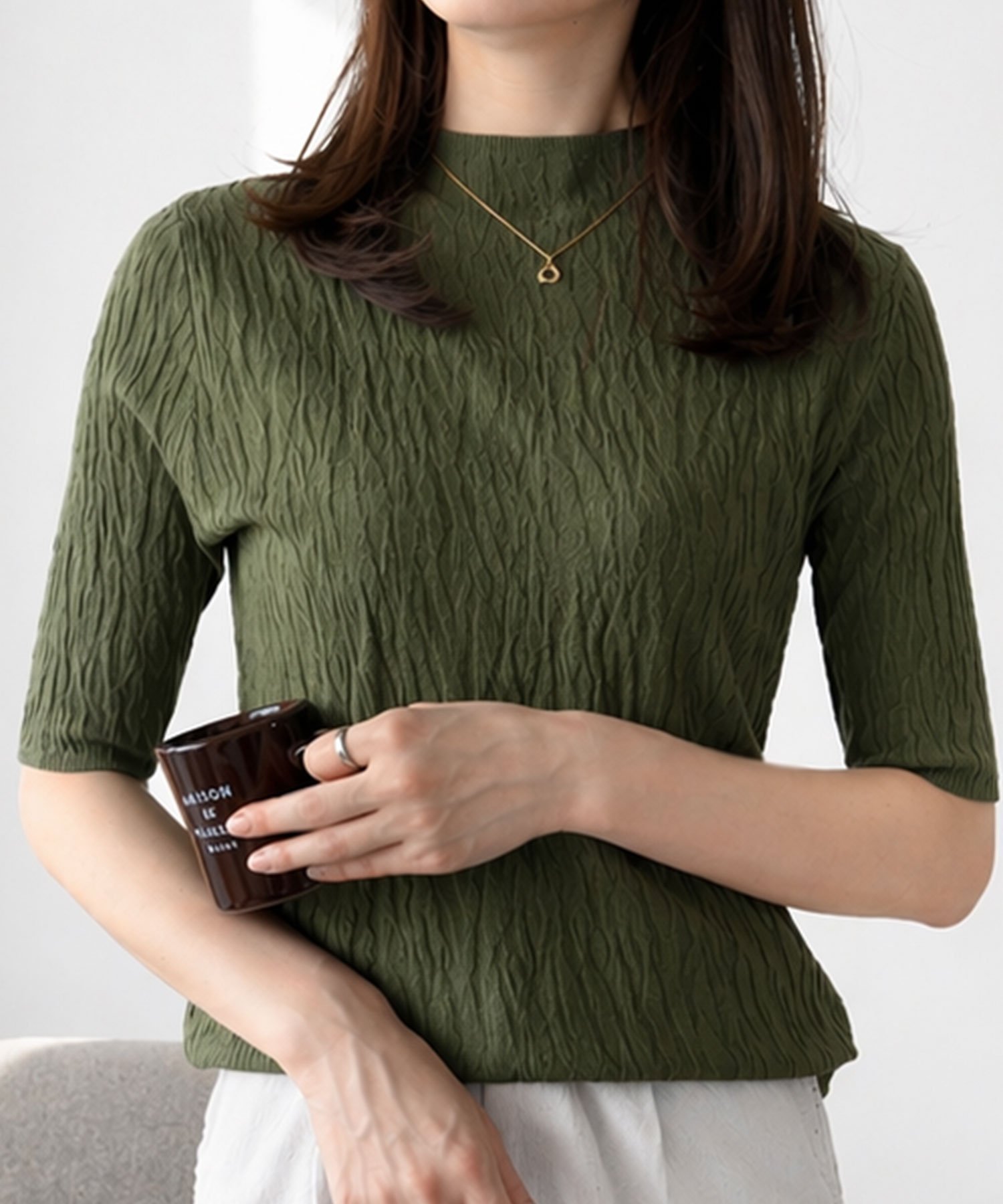 【アミュレット/Amulet】の【Amulet】ハイネックニットソー インテリア・キッズ・メンズ・レディースファッション・服の通販 founy(ファウニー) 　ファッション　Fashion　レディースファッション　Fashion for Women　トップス・カットソー　Cut & Sew Tops　ニット　Knit Tops & Sweaters　ハイネック　High Neck, Mock Neck　エレガント 上品　Elegant　カーキ|ID: prp329100004985453 ipo3291000000037344861
