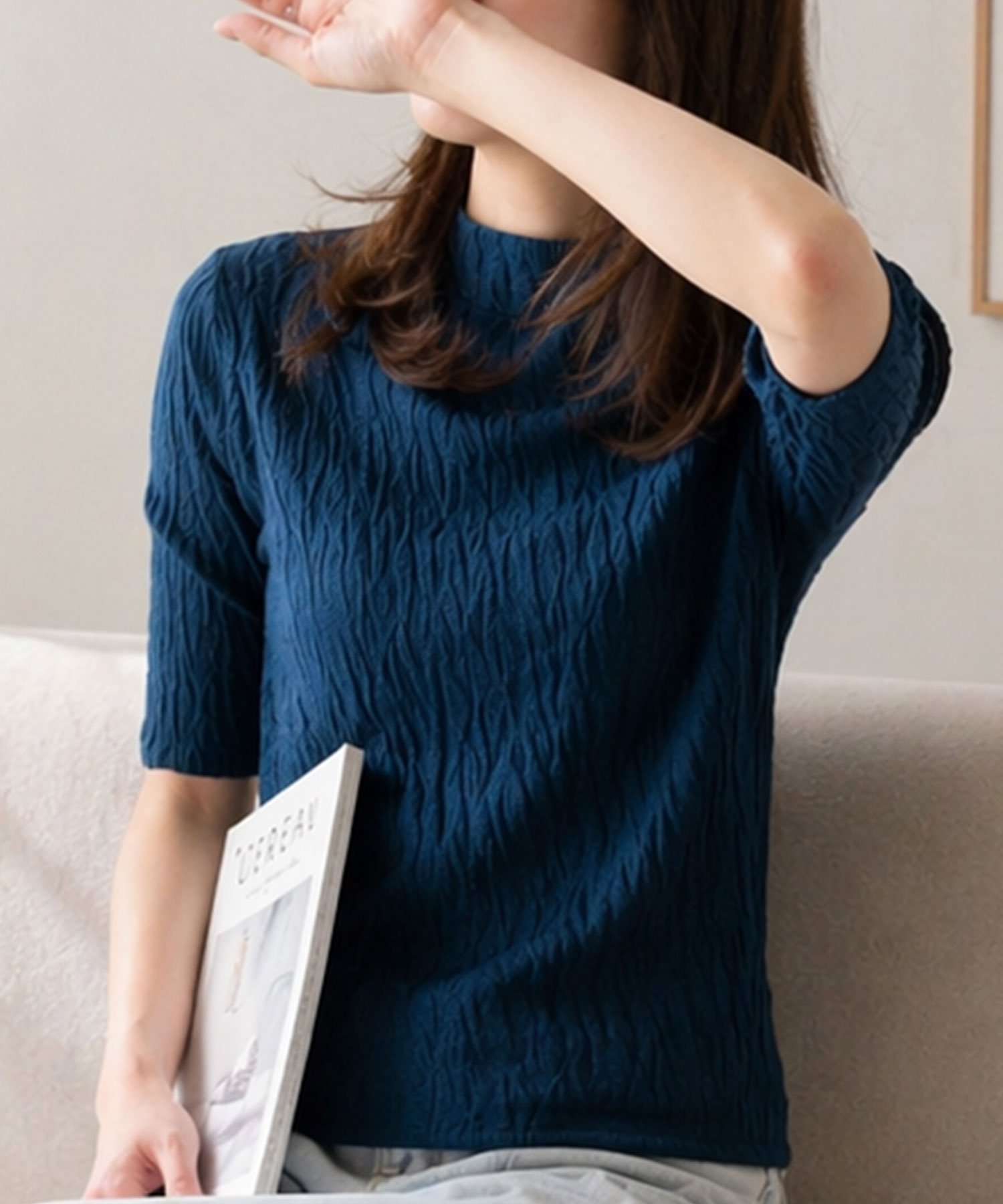【アミュレット/Amulet】の【Amulet】ハイネックニットソー インテリア・キッズ・メンズ・レディースファッション・服の通販 founy(ファウニー) 　ファッション　Fashion　レディースファッション　Fashion for Women　トップス・カットソー　Cut & Sew Tops　ニット　Knit Tops & Sweaters　ハイネック　High Neck, Mock Neck　エレガント 上品　Elegant　ネイビー|ID: prp329100004985453 ipo3291000000037344862
